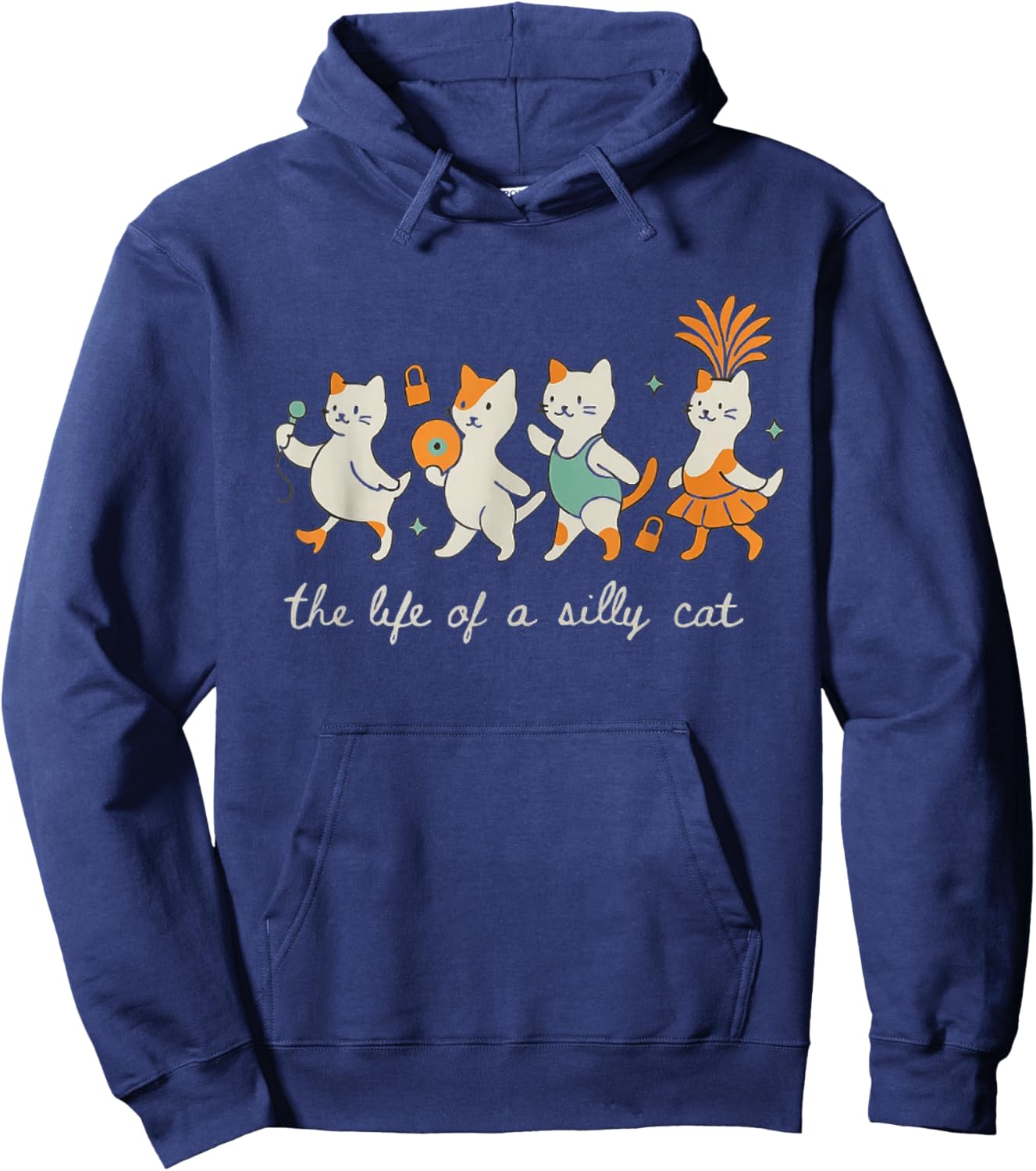 The Life of a Silly Cat Funny Trendy Meme Show Girl Hoodie - Hoodie | Navy