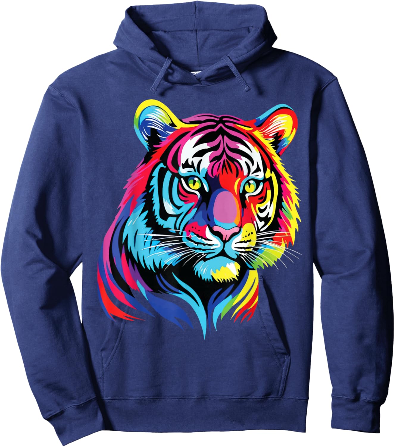 Colorful Tiger Portrait Painting Safari Zoo Wildlife Ranger Hoodie - Hoodie | Navy