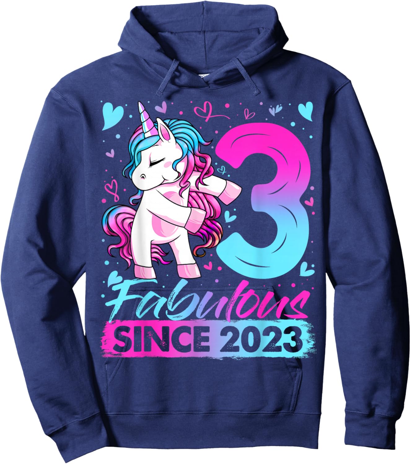 3rd Birthday Shirt Girl 3 Year Old Gifts 3 Birthday Girl Hoodie - Hoodie | Navy