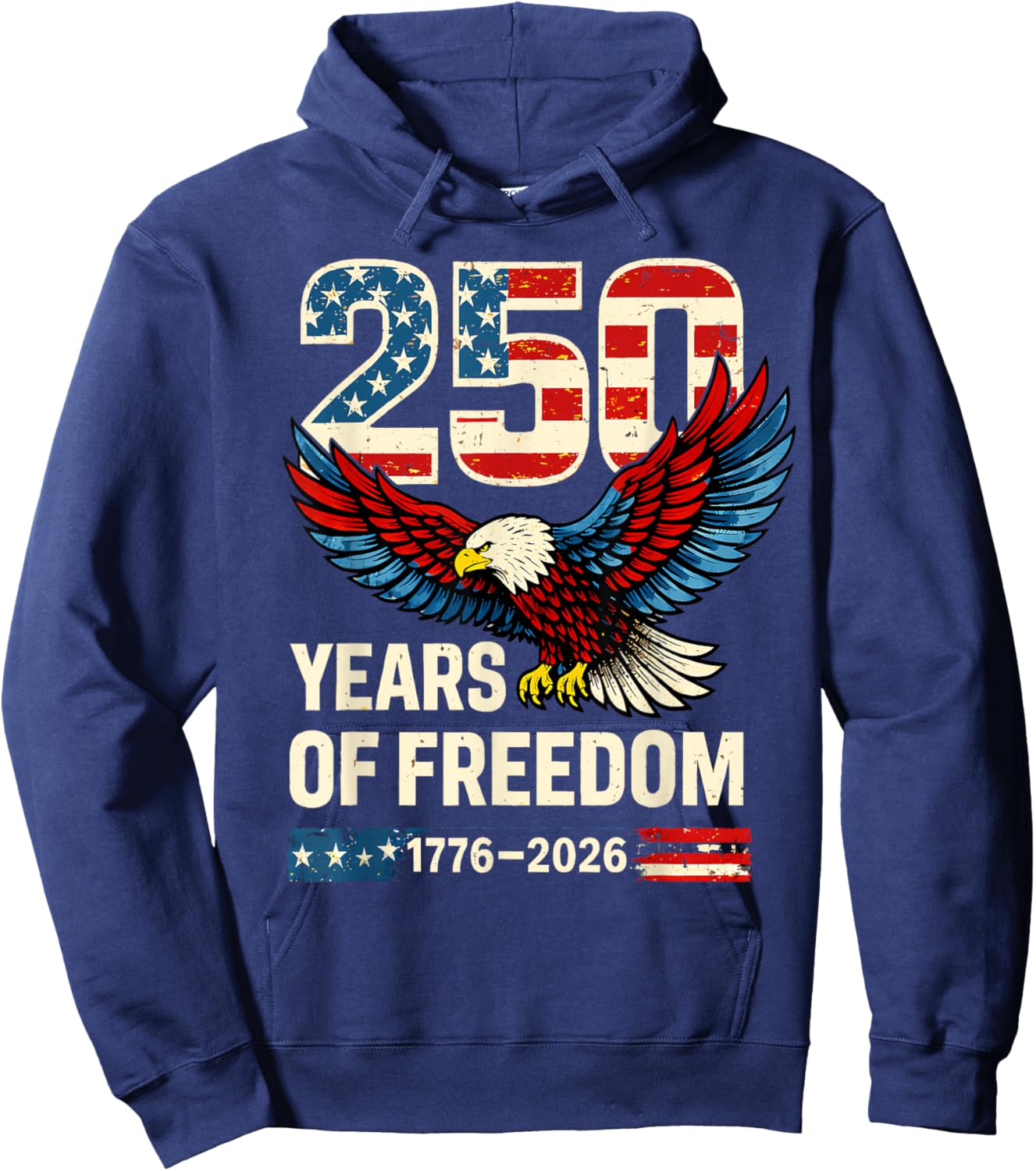 Flag Vintage 250 Years American 1776 2026 250th USA Birthday Hoodie - Hoodie | Navy