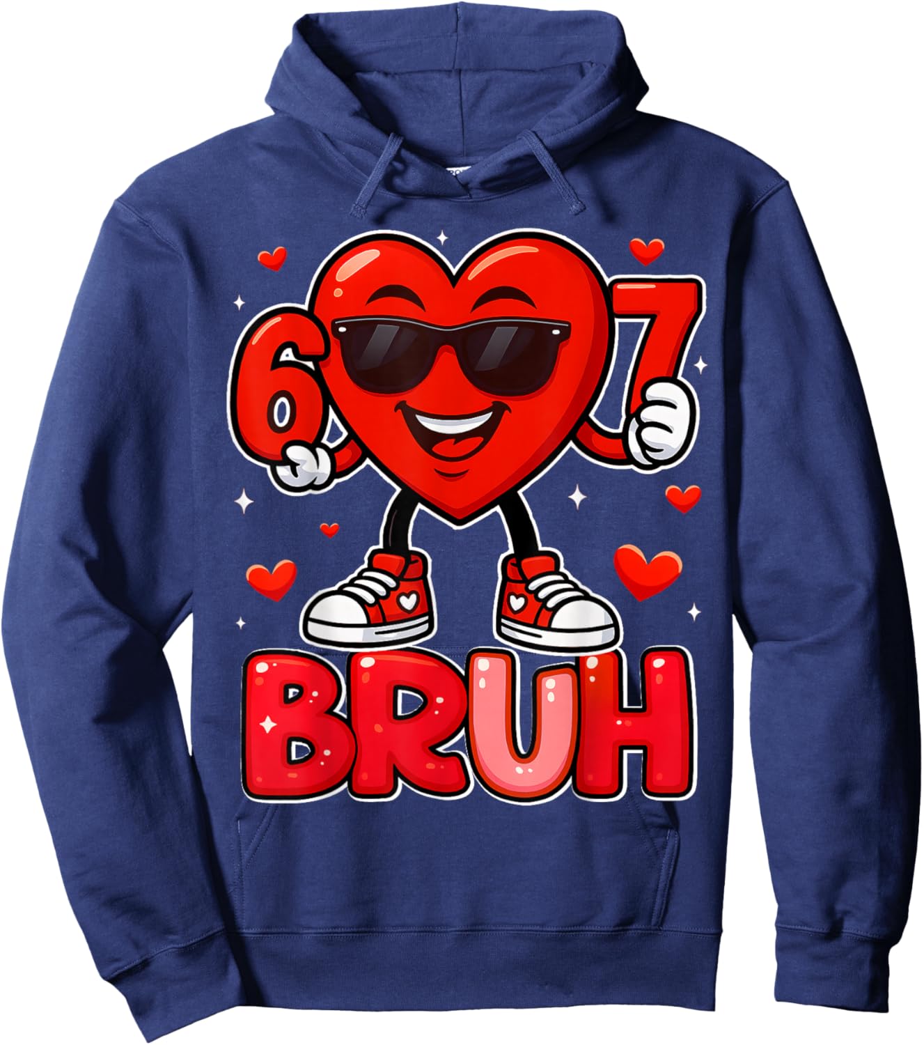 Funny 6 7 Meme 67 Six Seven Bruh Valentine Heart Boys Kids Hoodie - Hoodie | Navy