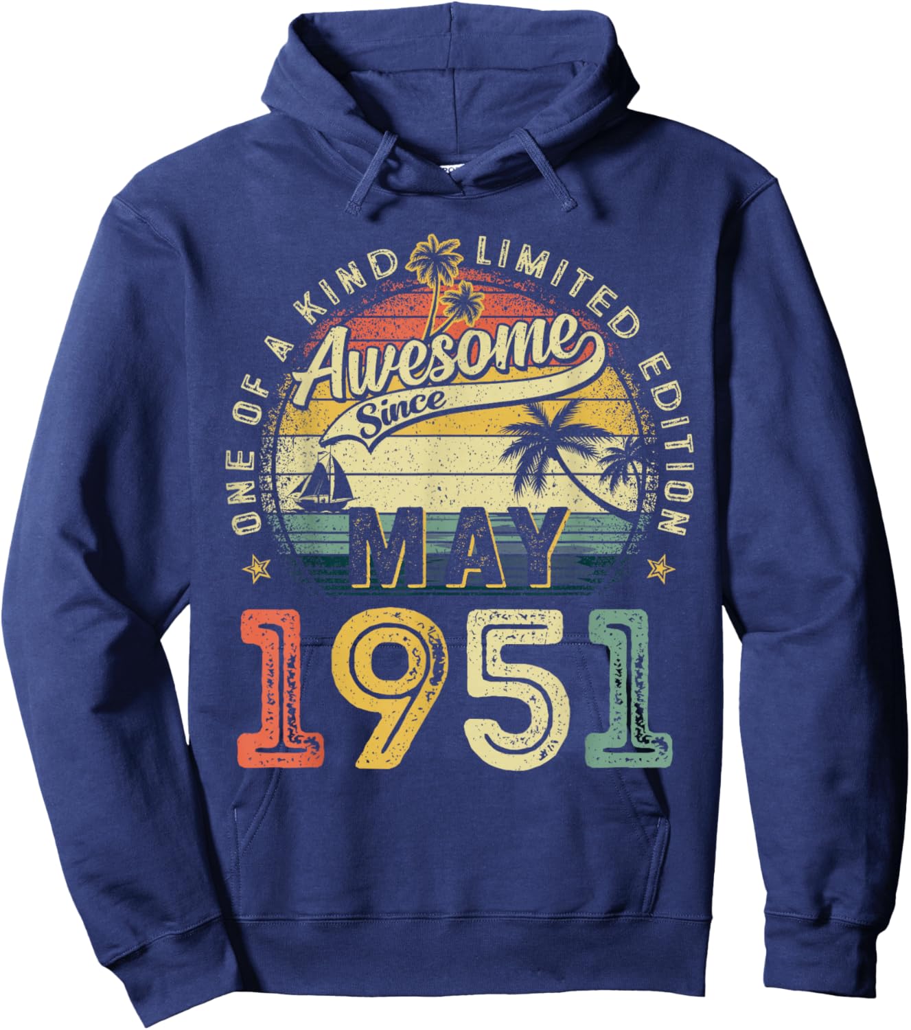 Awesome Since May 1951 Vintage Retro 75th Birthday Men Women Hoodie - Hoodie | Navy