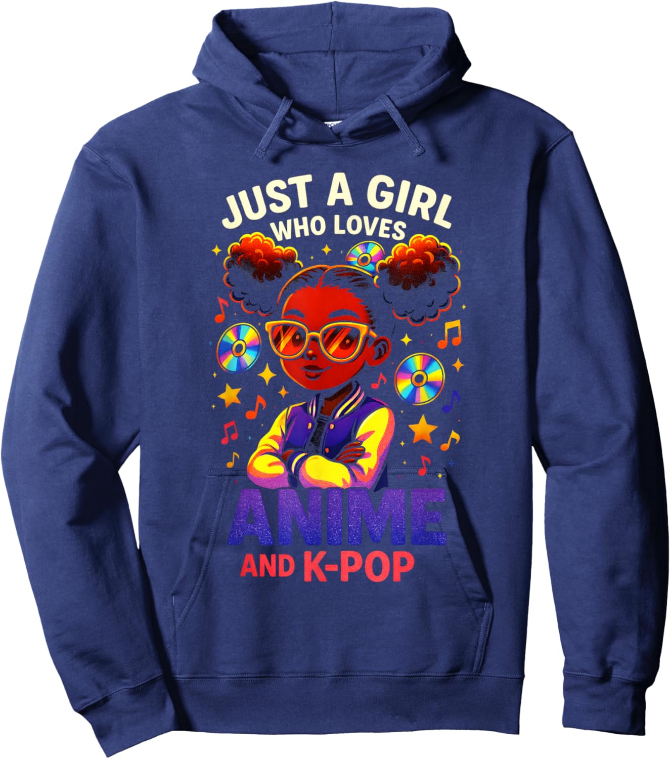 Just a Girl - Anime K-Pop Afro Love Hoodie - Hoodie | Navy