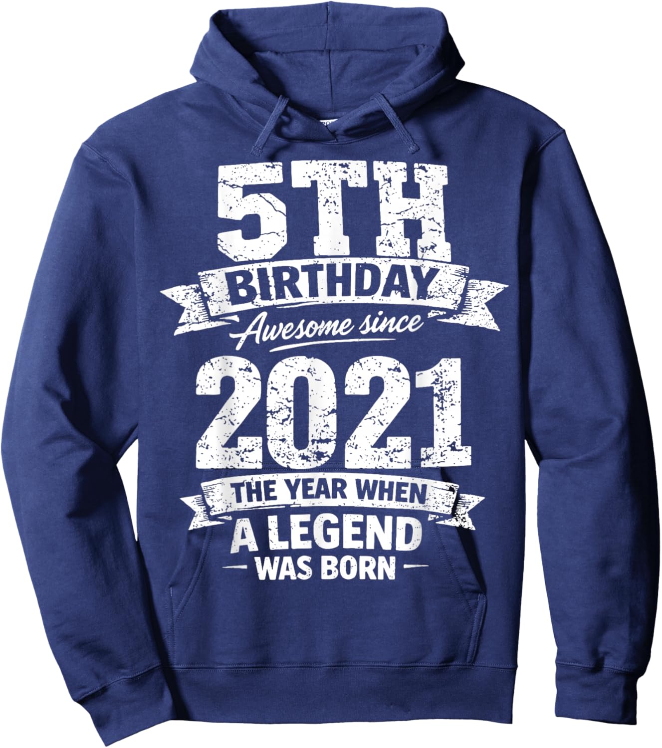 5 Year Old Vintage Awesome Since 2021 5th Birthday Hoodie - Hoodie | Navy