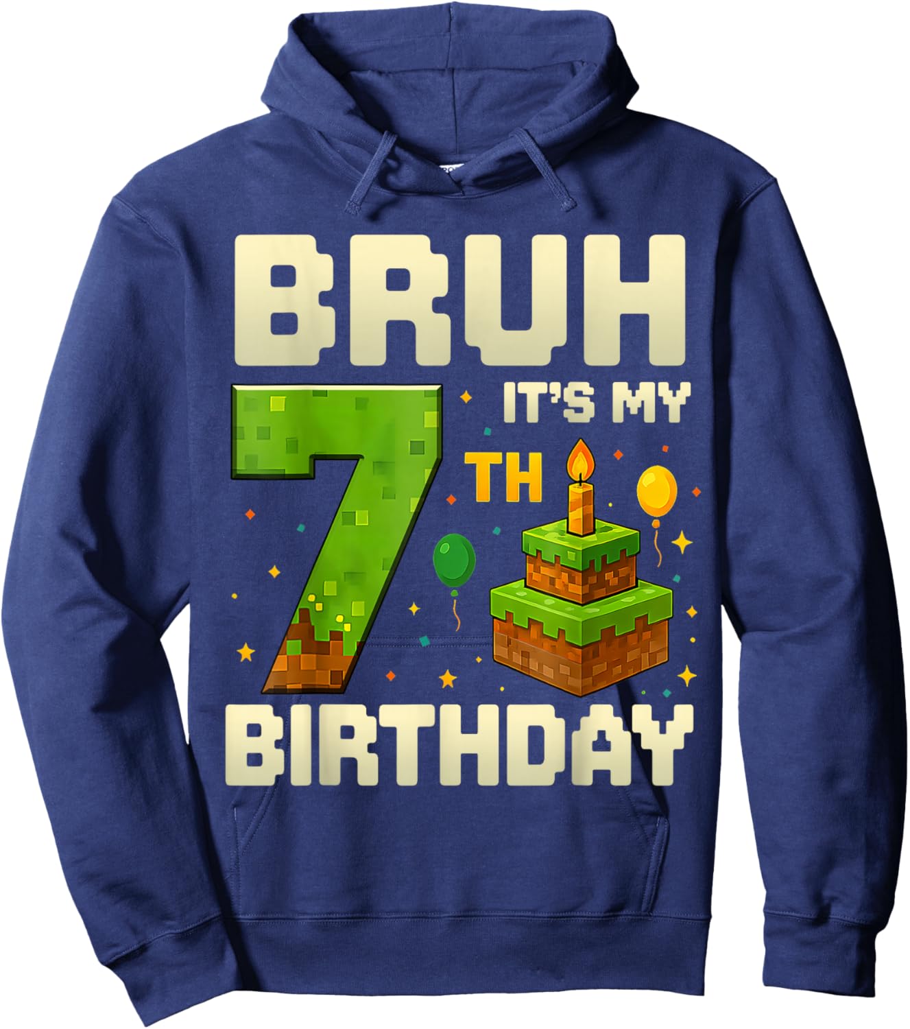 It's My 7th Birthday Game Pixel 7 Year Old Birthday Boy Hoodie - Hoodie | Navy