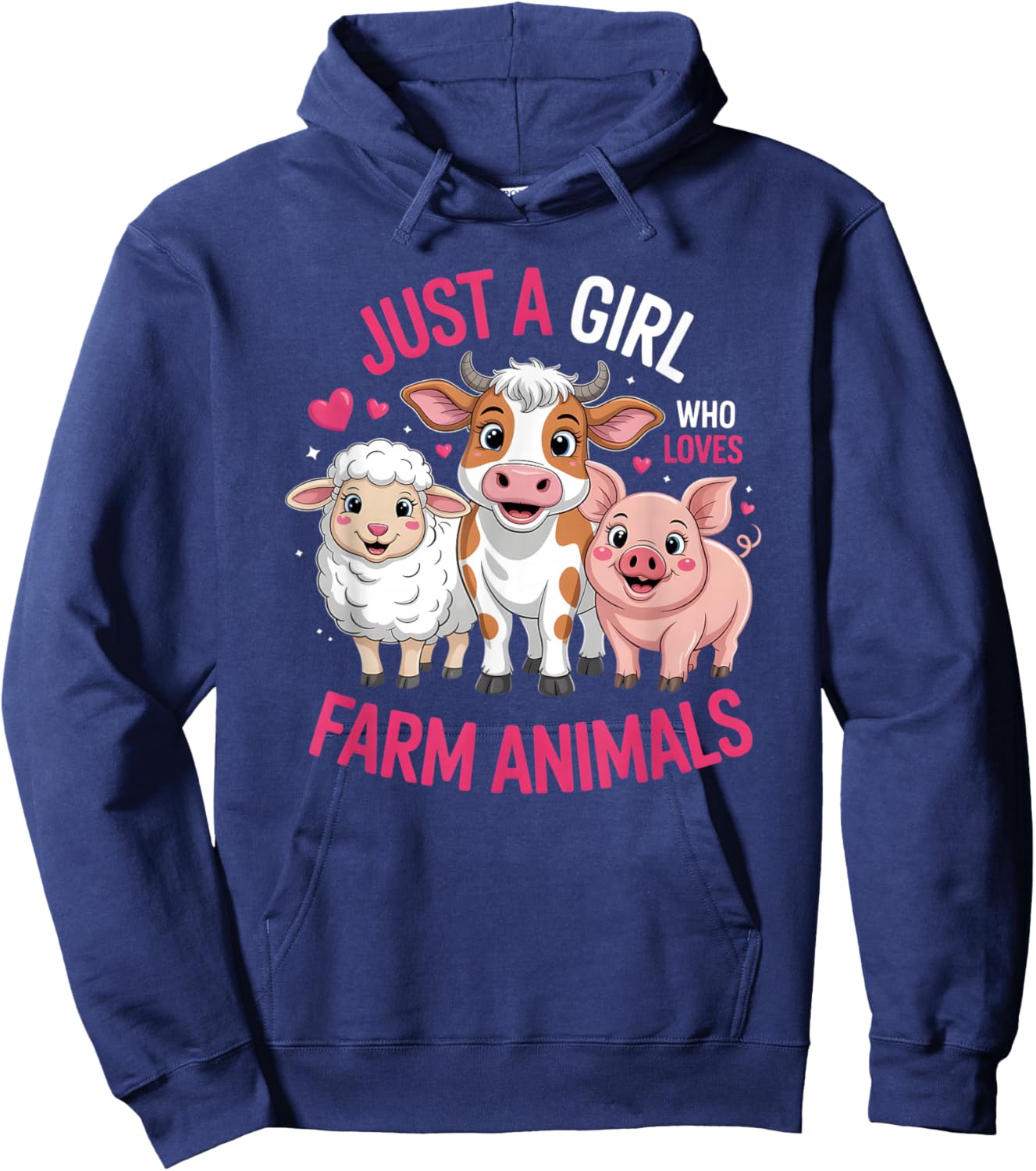 Girls Farm Animal Hoodie - Hoodie | Navy