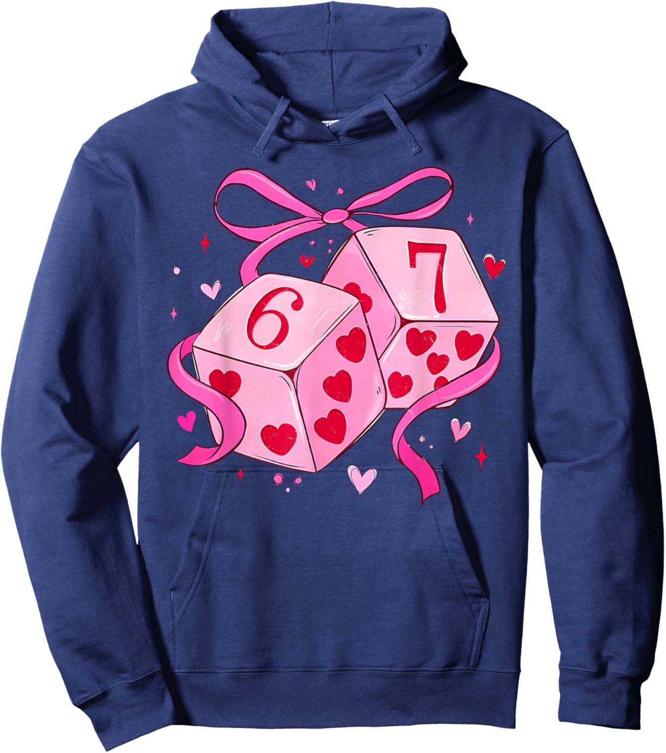 Preppy Six Seven Valentine Funny Coquette Valentine Hoodie - Hoodie | Navy