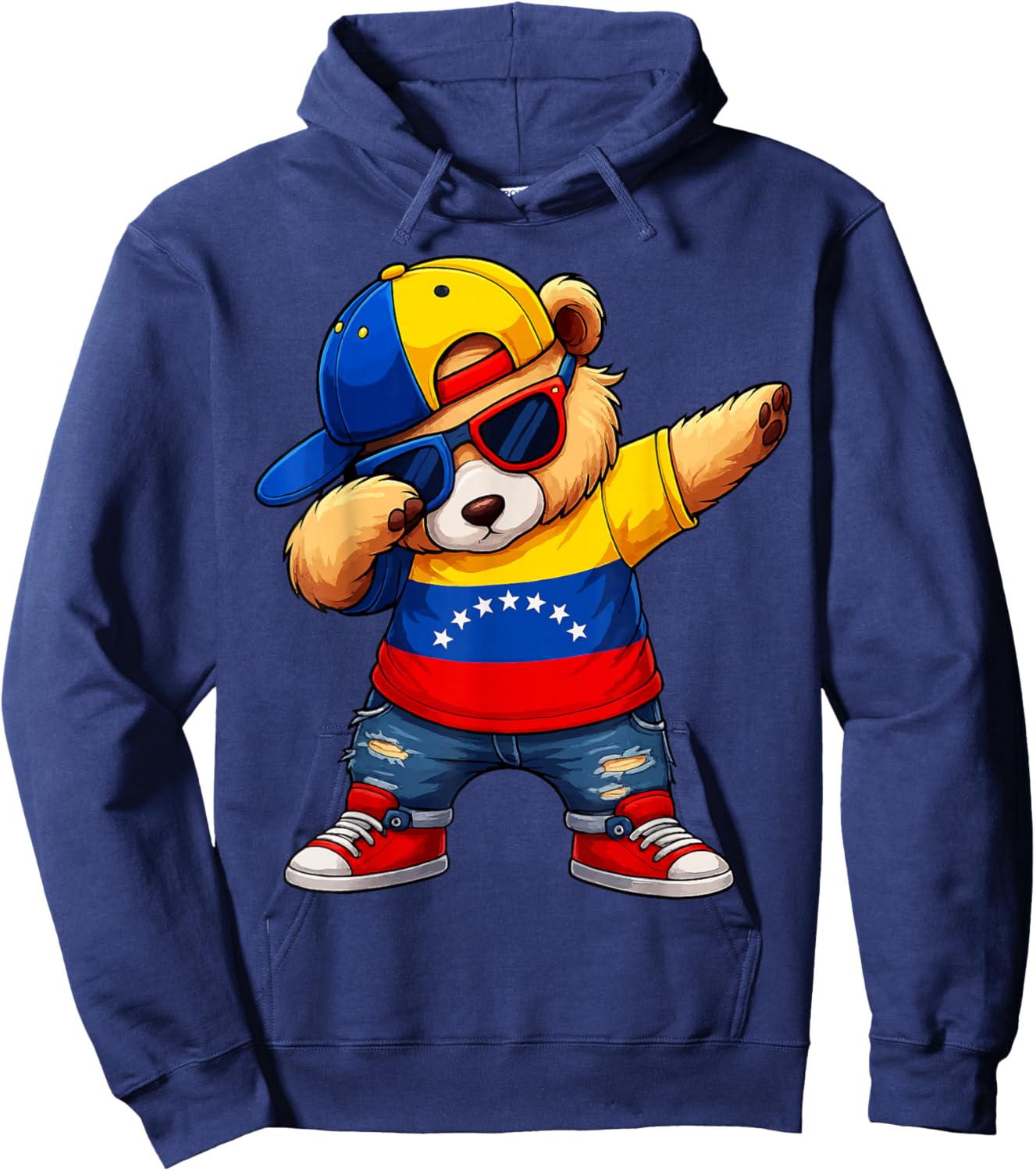 Venezuela Hispanic Heritage Venezuelan Bear Dabbing Kids Hoodie - Hoodie | Navy