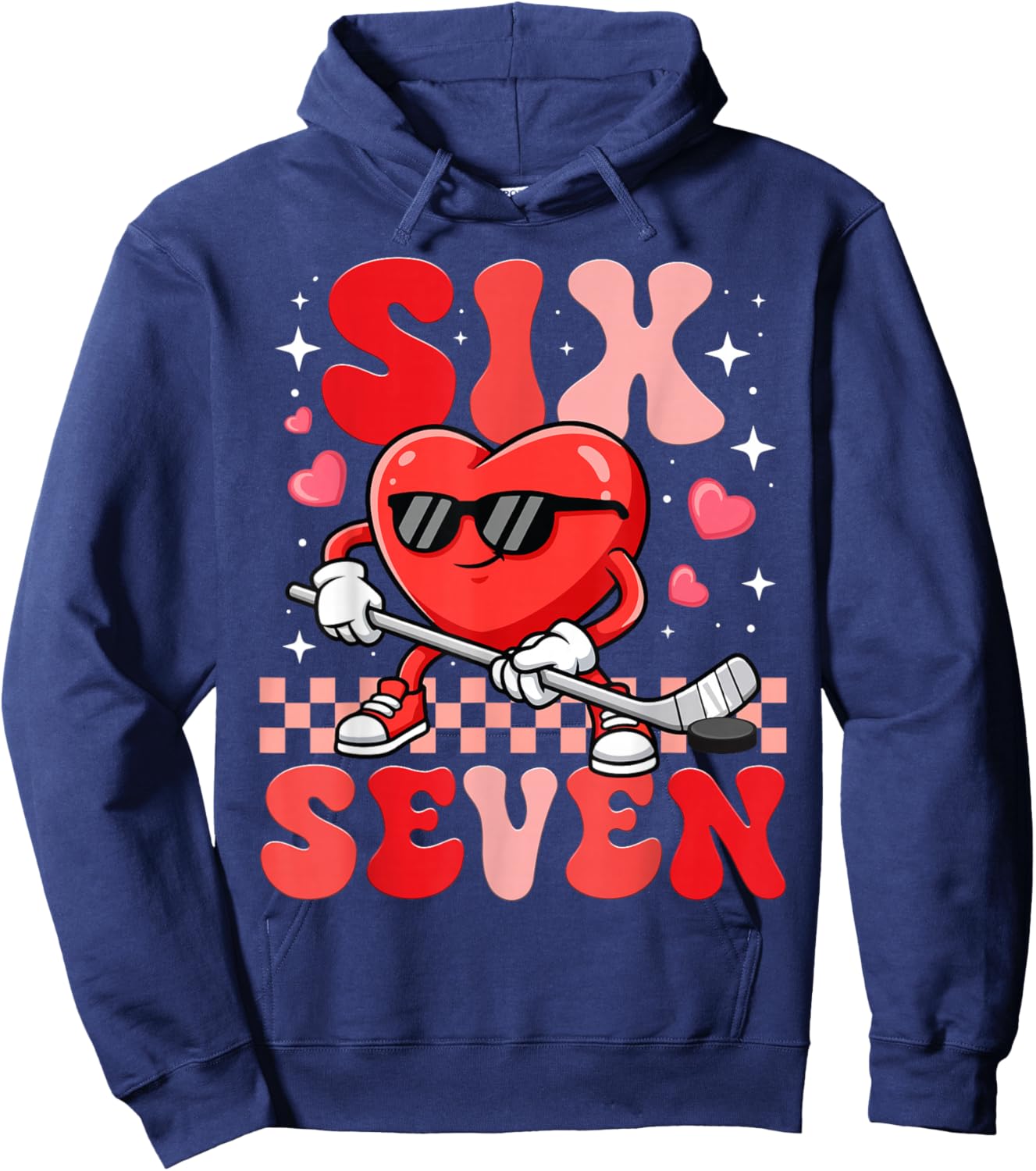67 Six Seven Valentine Hockey Heart Cute Hockey Lovers Hoodie - Hoodie | Navy