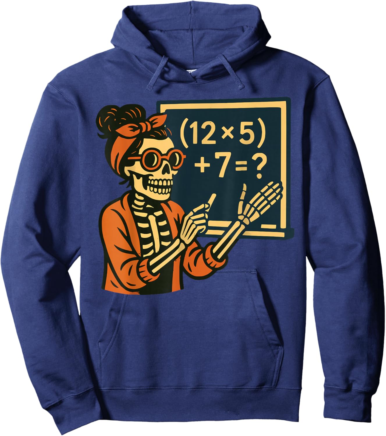 Halloween Teacher Six Seven Meme 6 7 Skeleton Spooky Costume Hoodie - Hoodie | Navy
