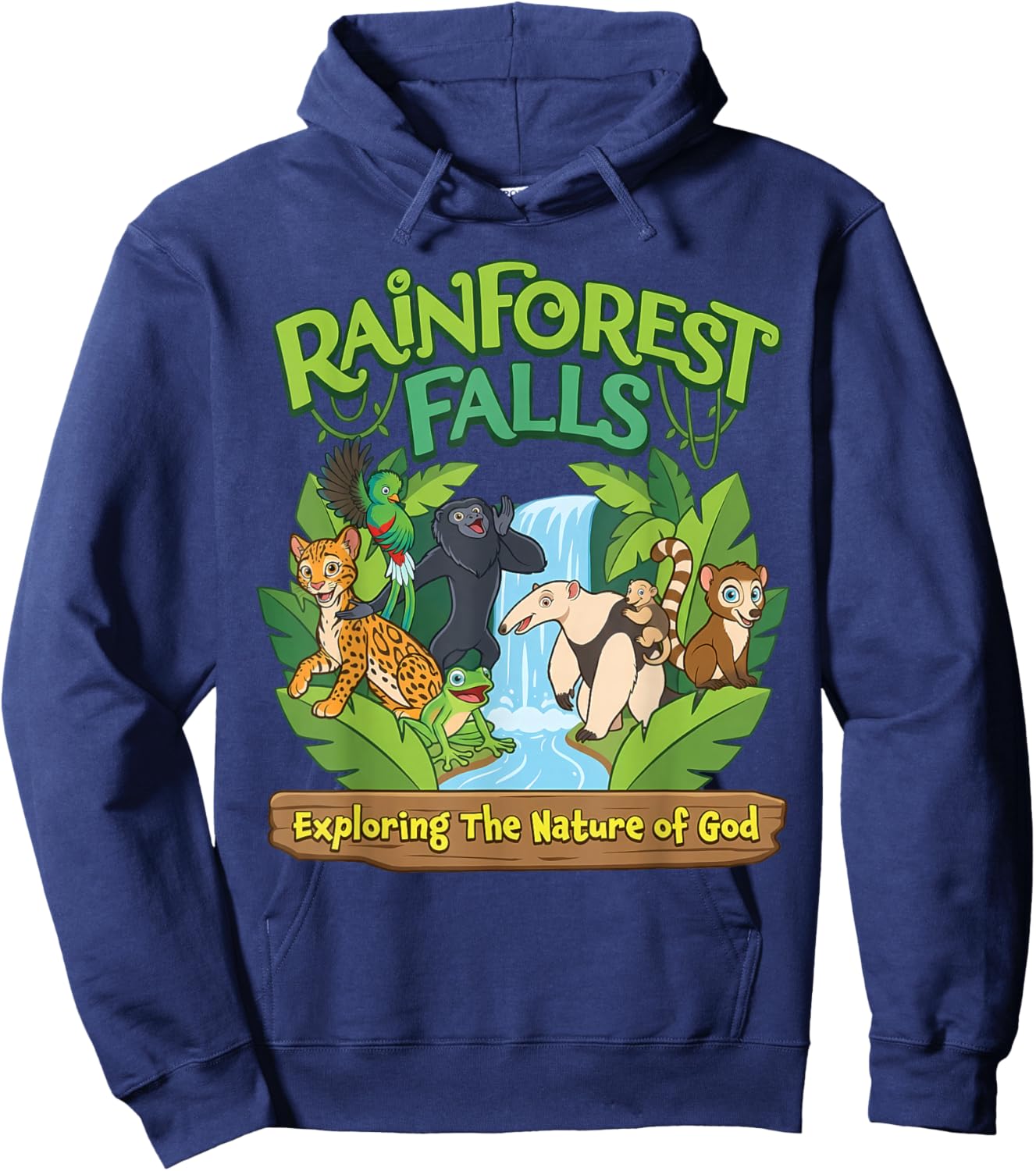 Kids VBS 2026 Rainforest Falls Exploring The Nature of God Hoodie - Hoodie | Navy