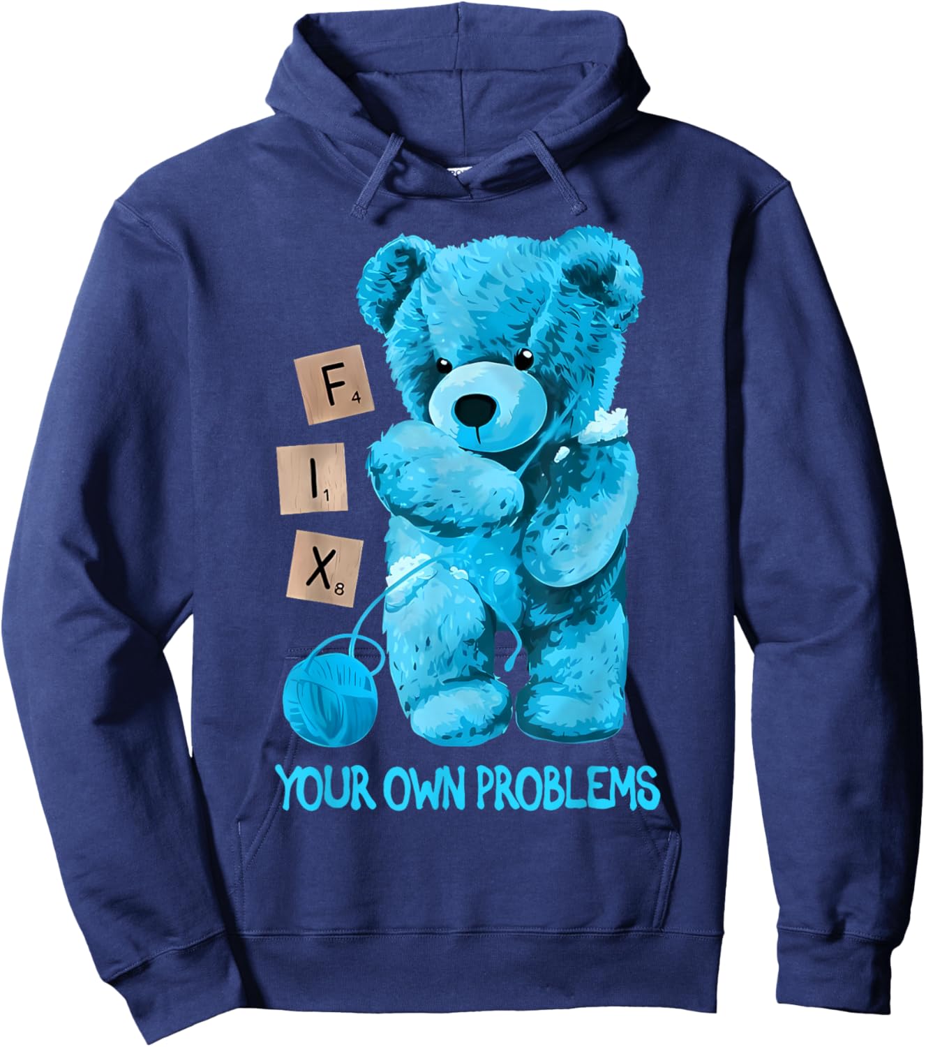 Fix Your Own Problems Streetwear Retro Gamma Blue Matching Hoodie - Hoodie | Navy