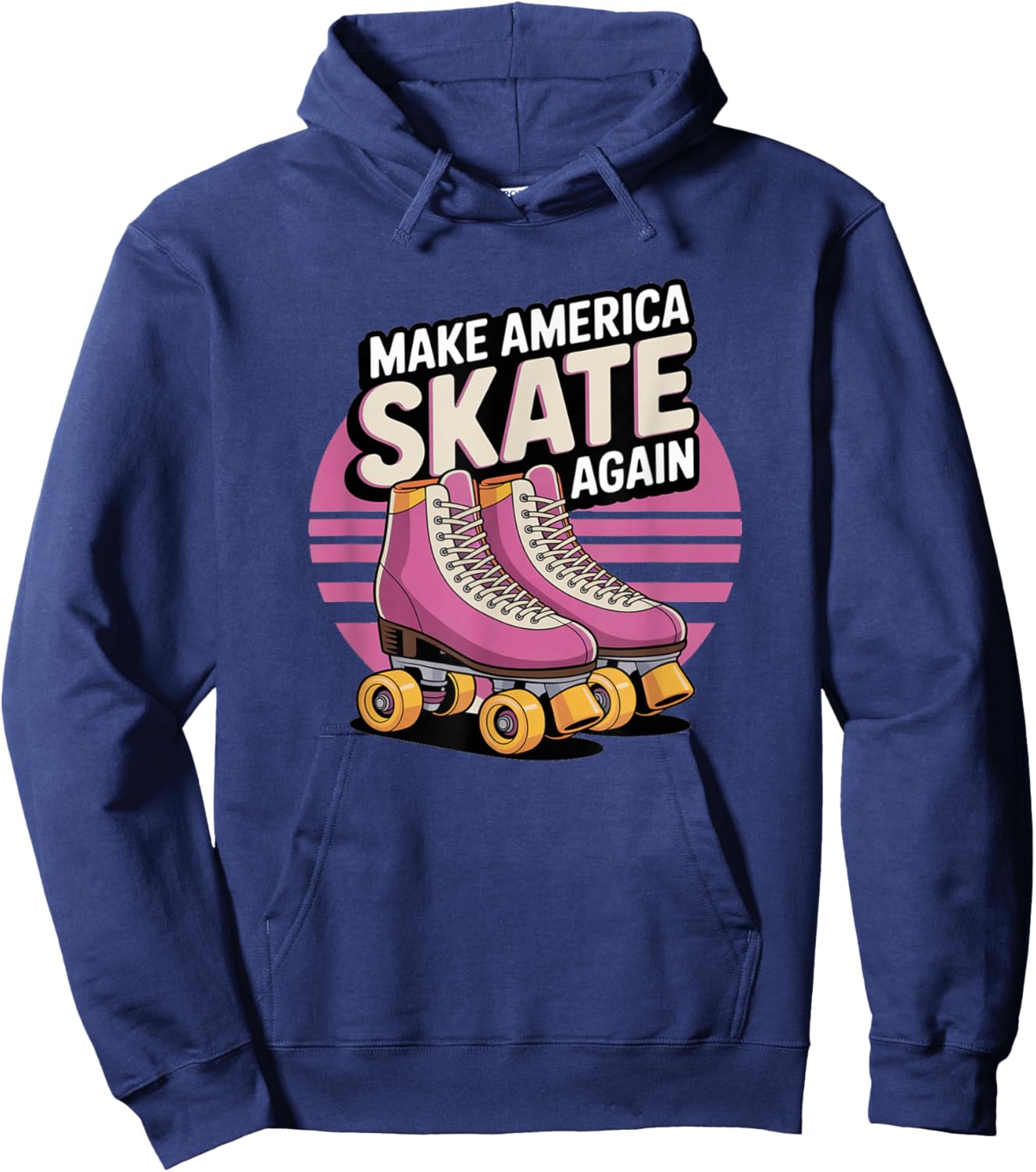 Funny Make America Skate Again Retro Skating Roller Rink Hoodie - Hoodie | Navy