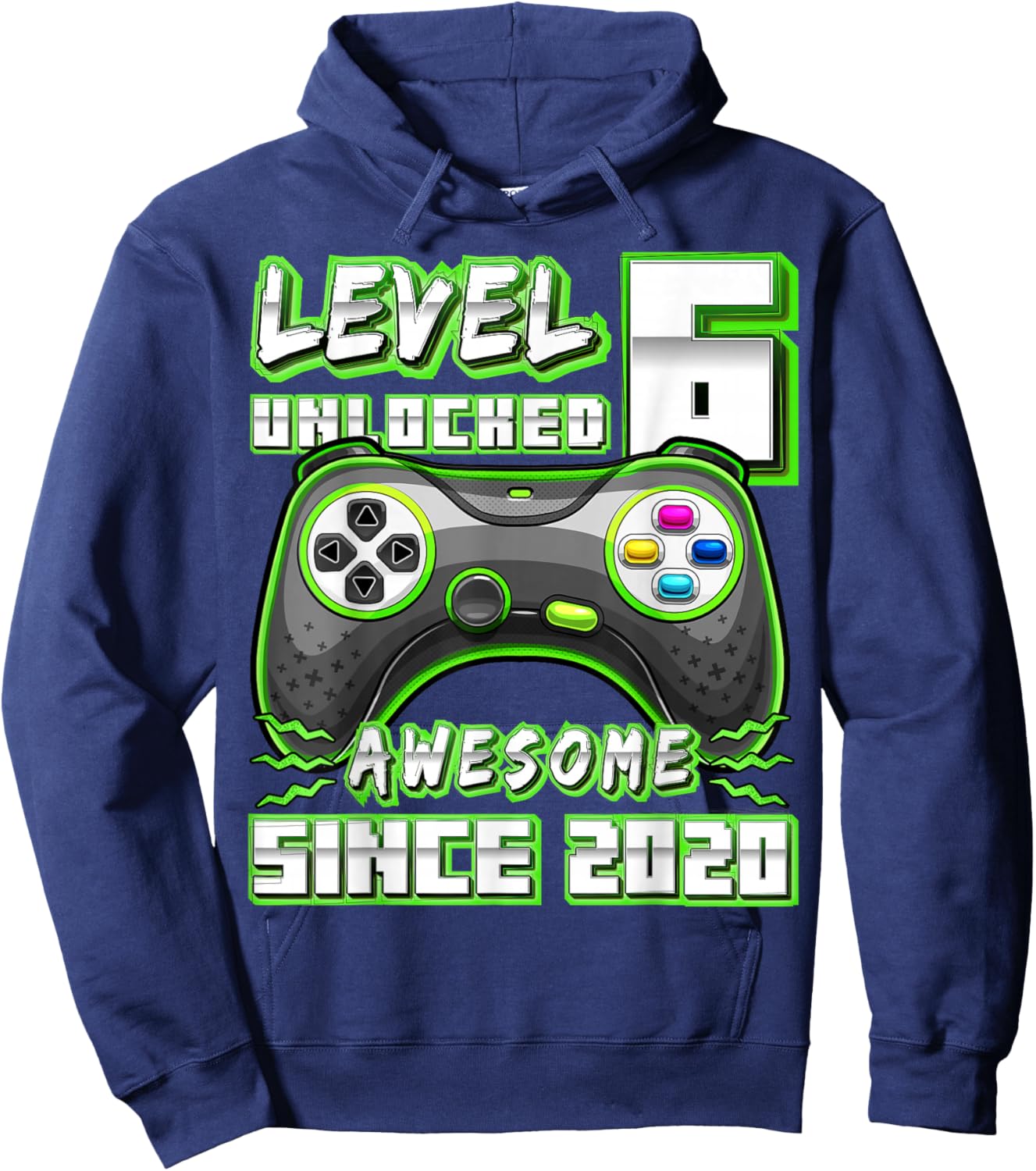 Level 6 Unlocked Birthday Boy Gamer 6 Year Video Game 2020 Hoodie - Hoodie | Navy