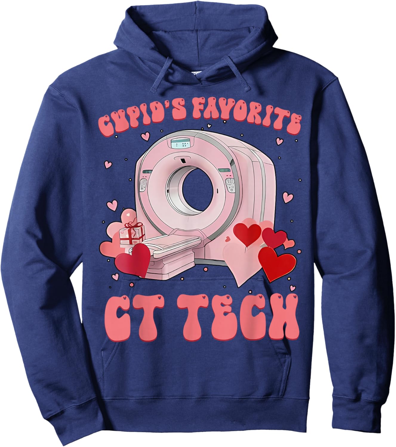 Cupid's Favorite CT Tech Radiology Valentines Day Xray Tech Hoodie - Hoodie | Navy