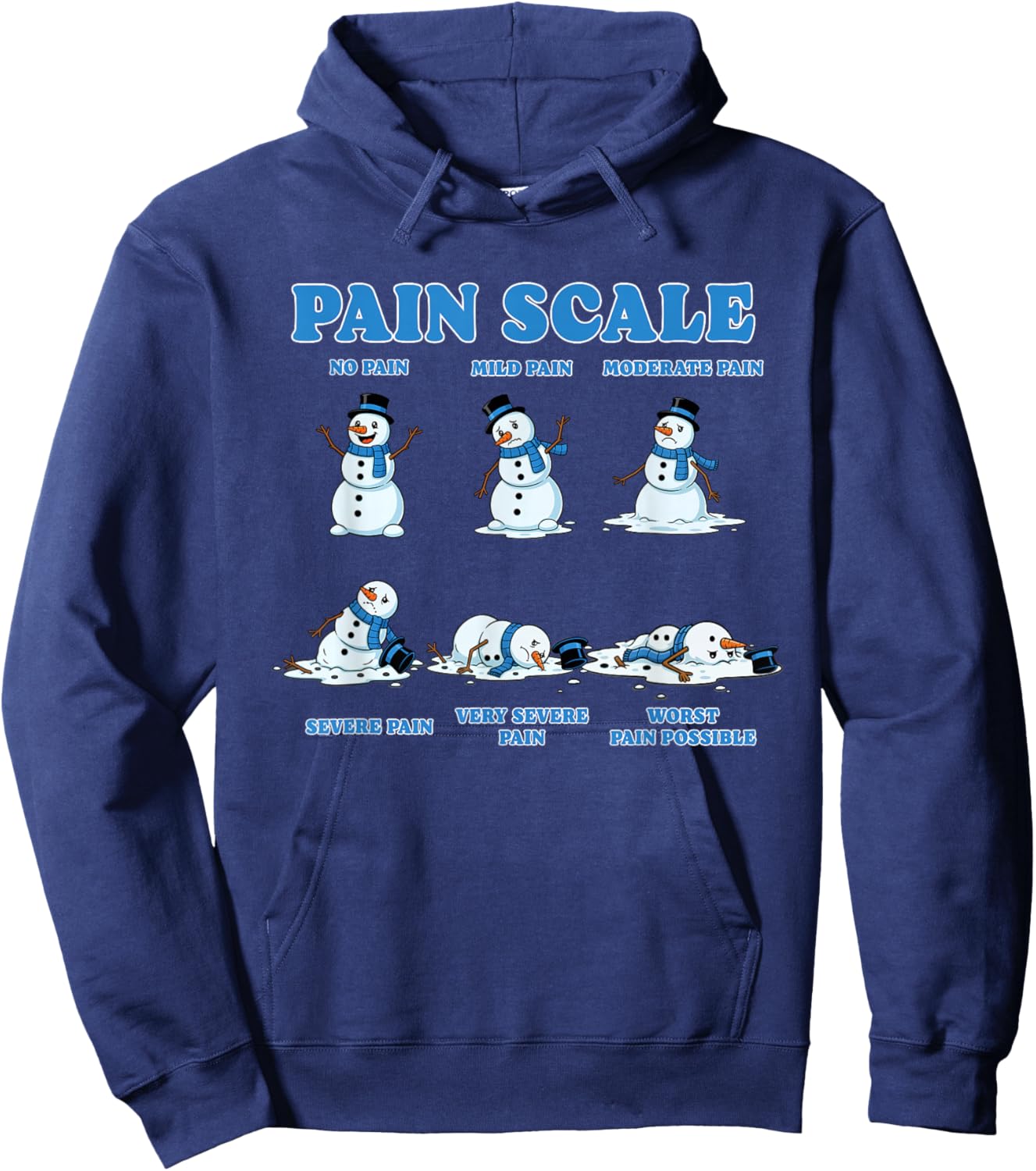 Pain Scale Snowman, Nurse Xmas Triage, and Pain Assessment Hoodie - Hoodie | Navy