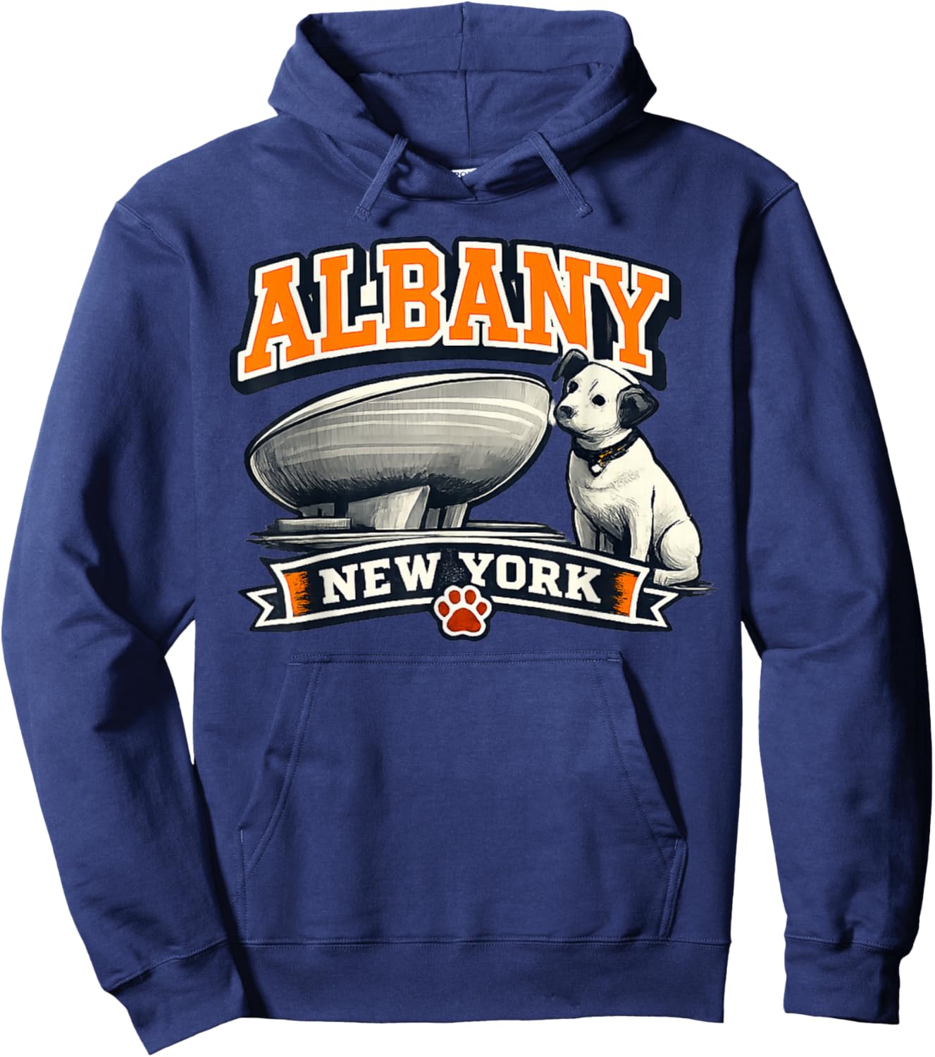 Albany New York Nipper-Inspired Paw Print Design Hoodie - Hoodie | Navy