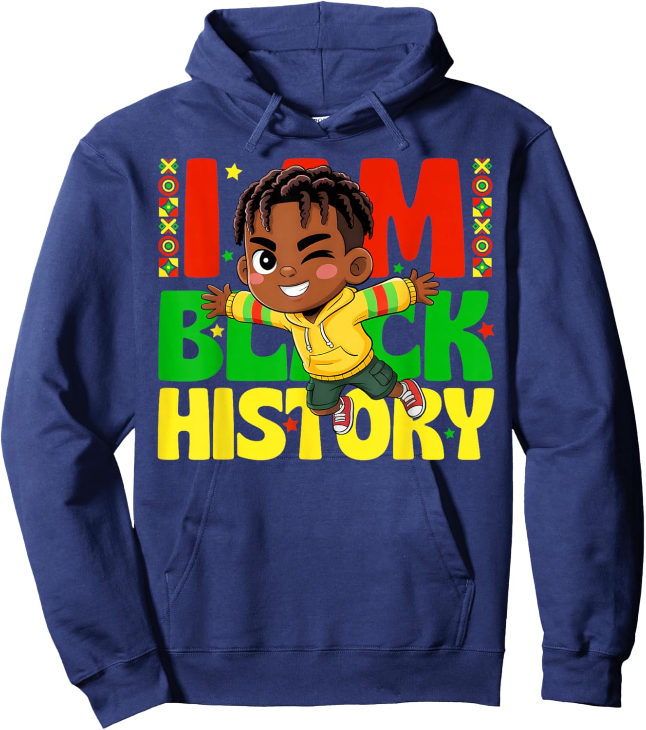 I Am Black History Afro Boy Kids Black History Month Hoodie - Hoodie | Navy