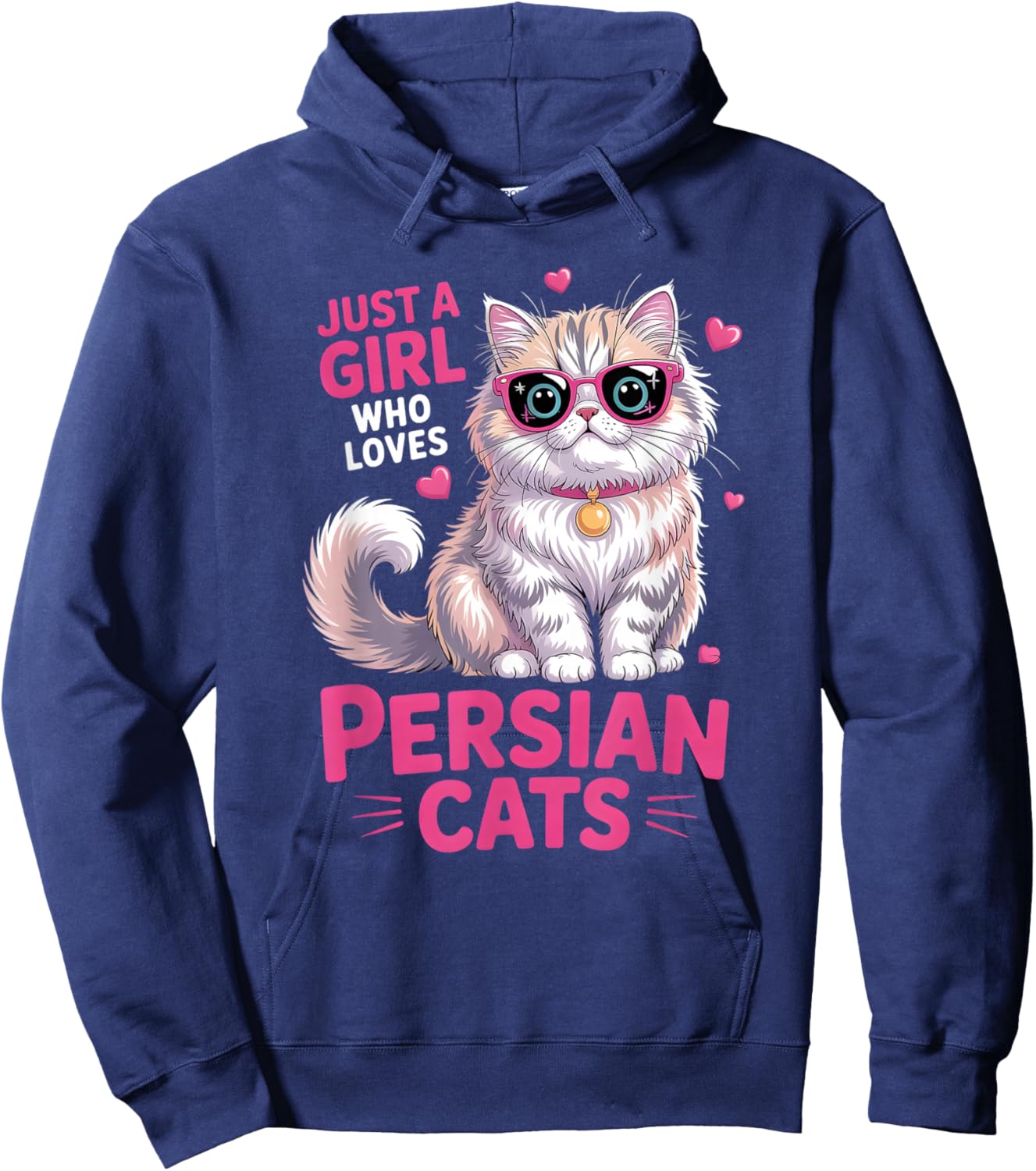 Girls Persian Cat Hoodie - Hoodie | Navy