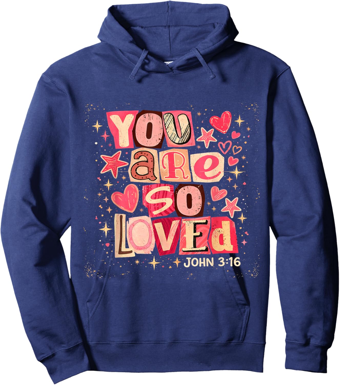 You are So Loved John 3:16 Retro Bible Verse Graphic Hoodie - Hoodie | Navy