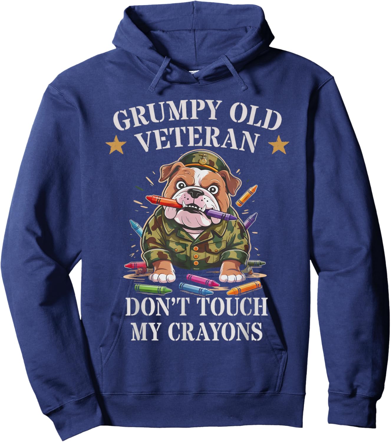 Grumpy Old Veteran Military Family Don't Touch My Crayons Hoodie - Hoodie | Navy
