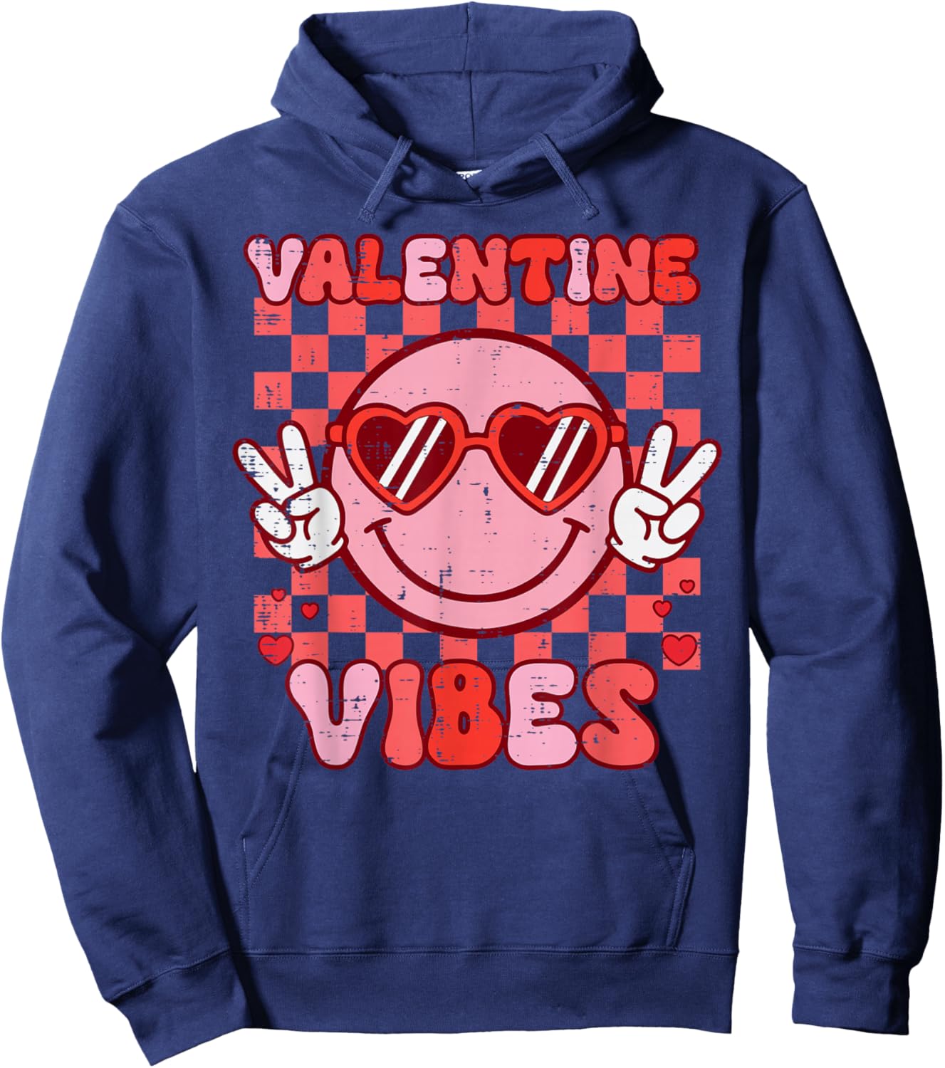 Valentine Vibes Peace Vintage Valentine Women Men Kids Hoodie - Hoodie | Navy