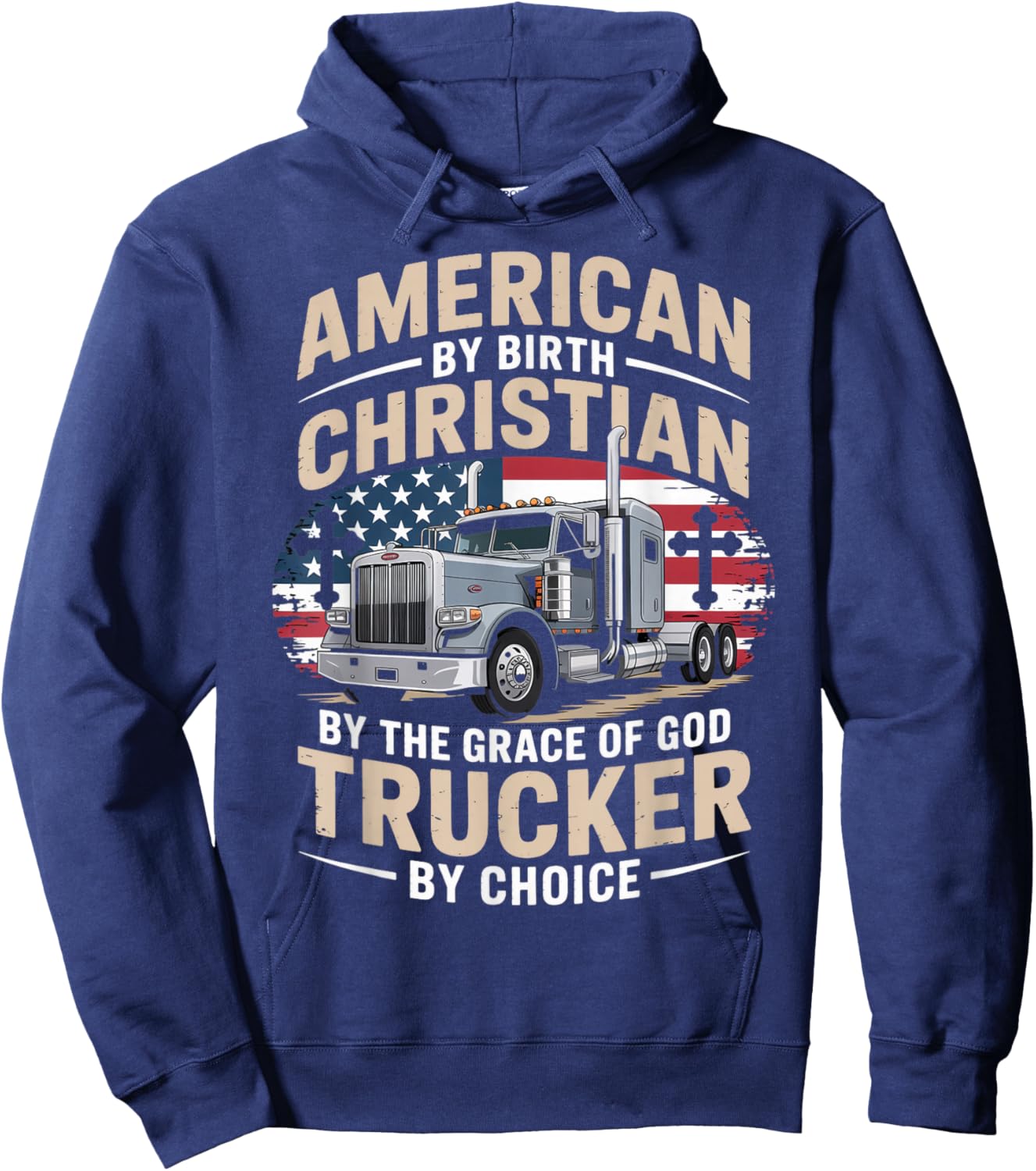 Driven Faith and Diesel Trucking Jesus Christian Trucker Hoodie - Hoodie | Navy