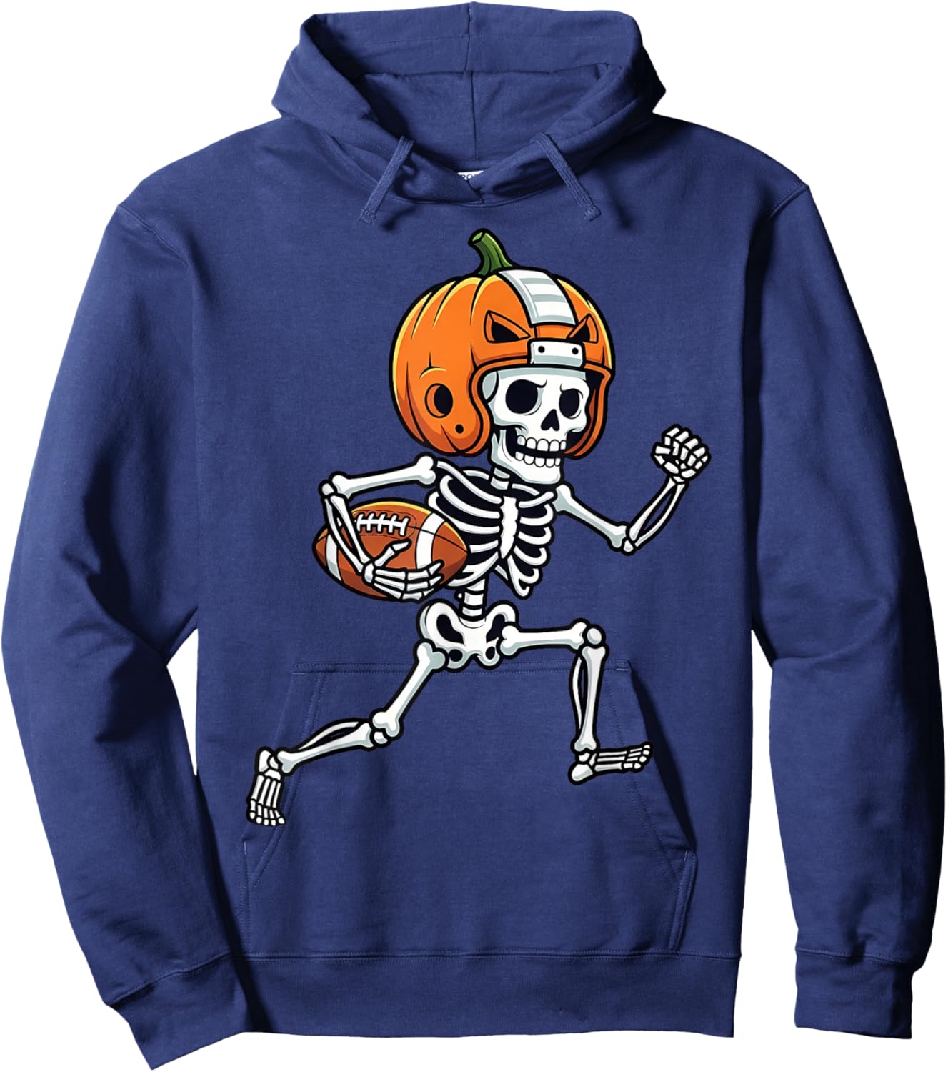 Skeleton American Football Player Spooky Sports Graphic Kids Hoodie - Hoodie | Navy