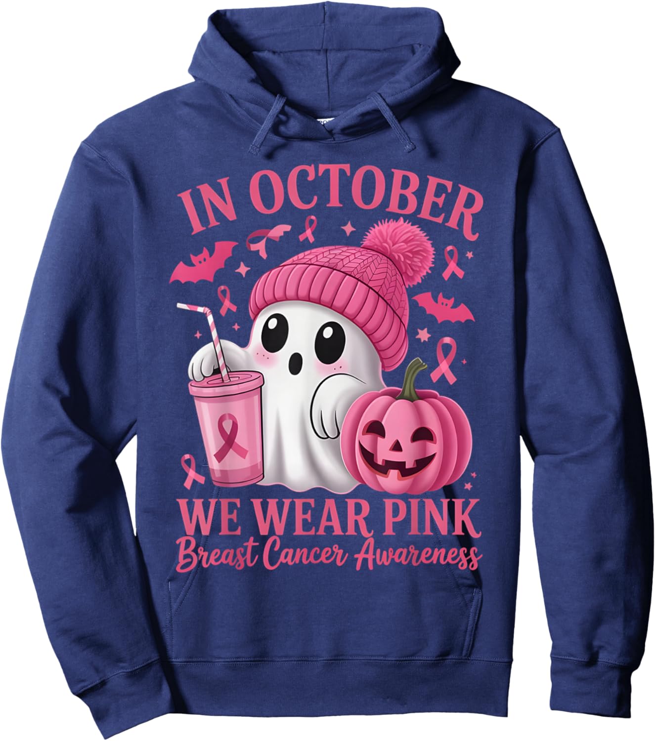 Breast Cancer Halloween Women in October We Wear Pink Gifts Hoodie - Hoodie | Navy