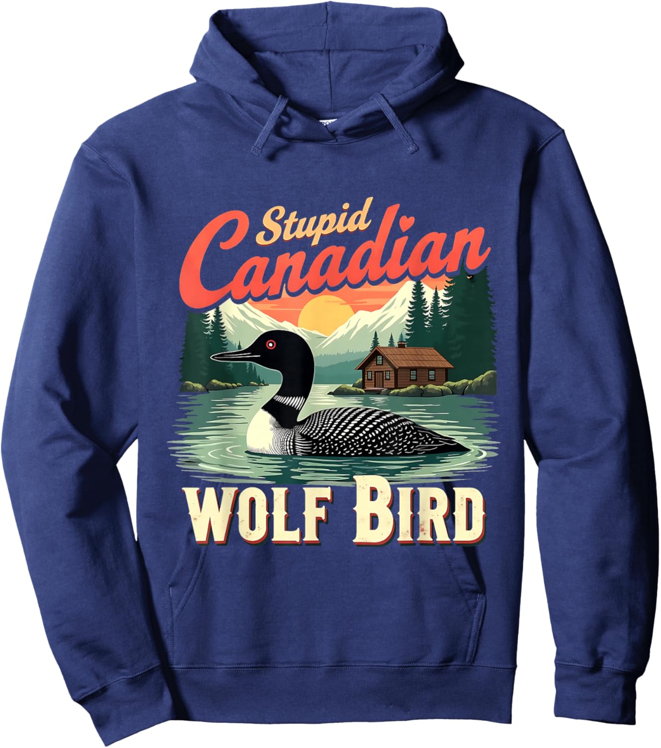 Artwork Nature Quote Coming to the Cottage Loon Lake Cabin Hoodie - Hoodie | Navy