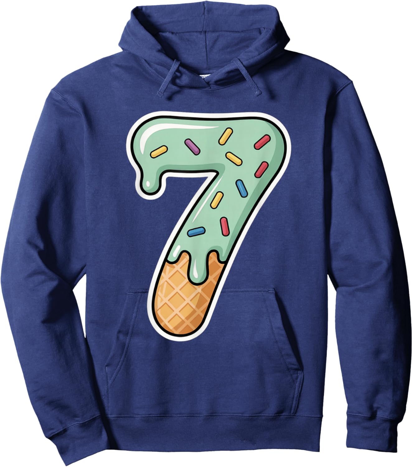 Number 7 Ice Cream Drip Six Seven 67 Meme 7th Birthday Boy Hoodie - Hoodie | Navy