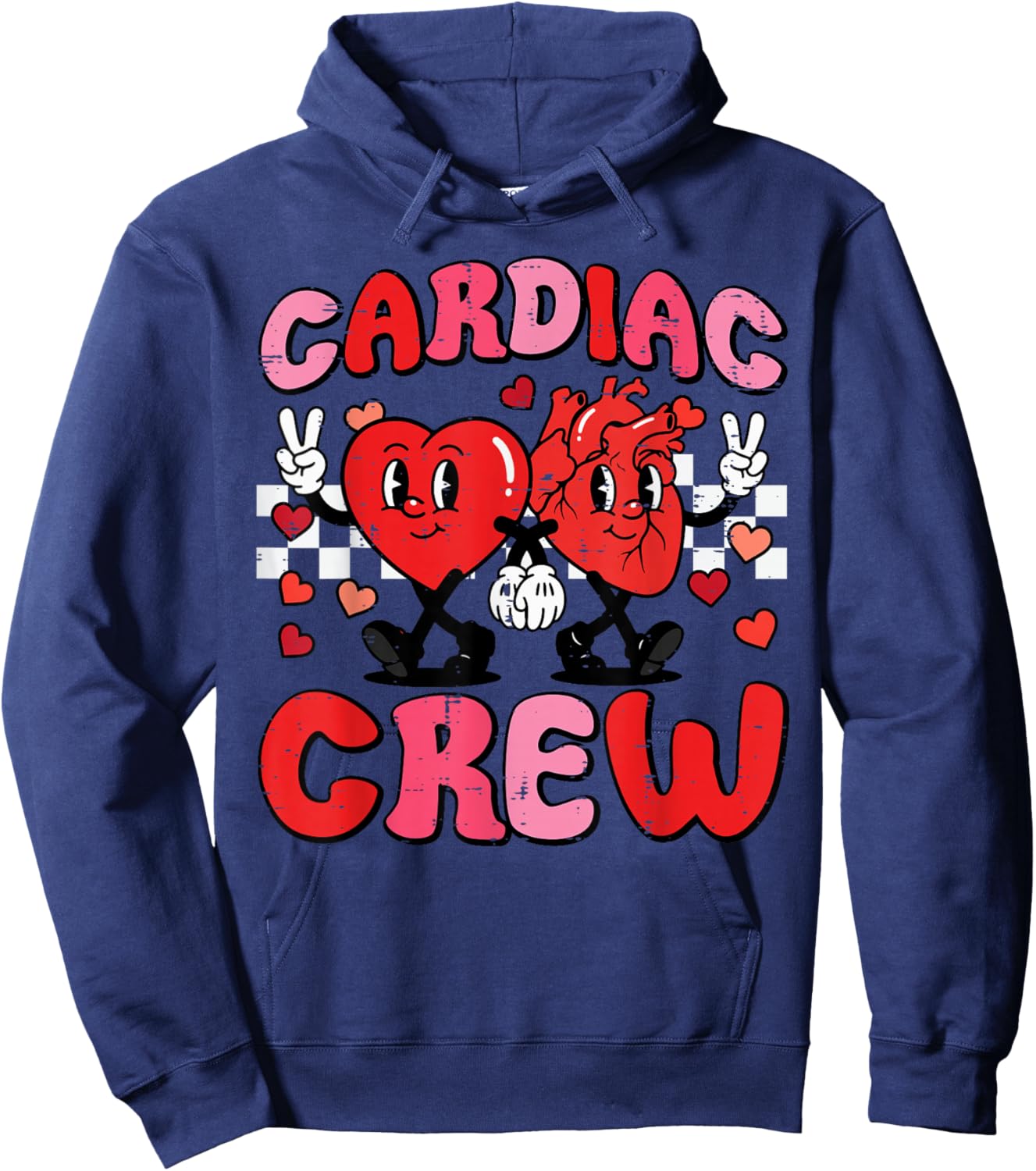 Valentine Nurse Cardiac Crew Heart Funny Scrub Top Men Women Hoodie - Hoodie | Navy