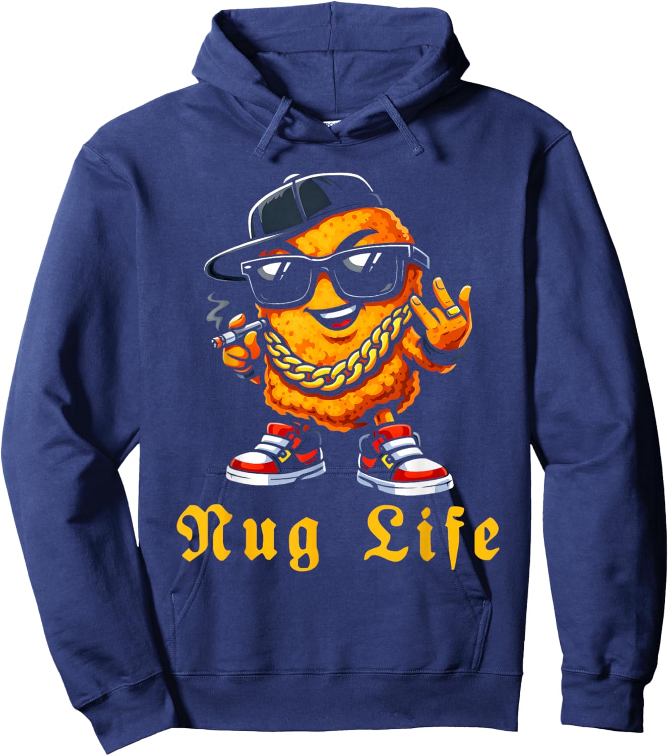 Funny Nug Life for Hip Hop Lover Humor Chicken Nugget ´ Hoodie - Hoodie | Navy