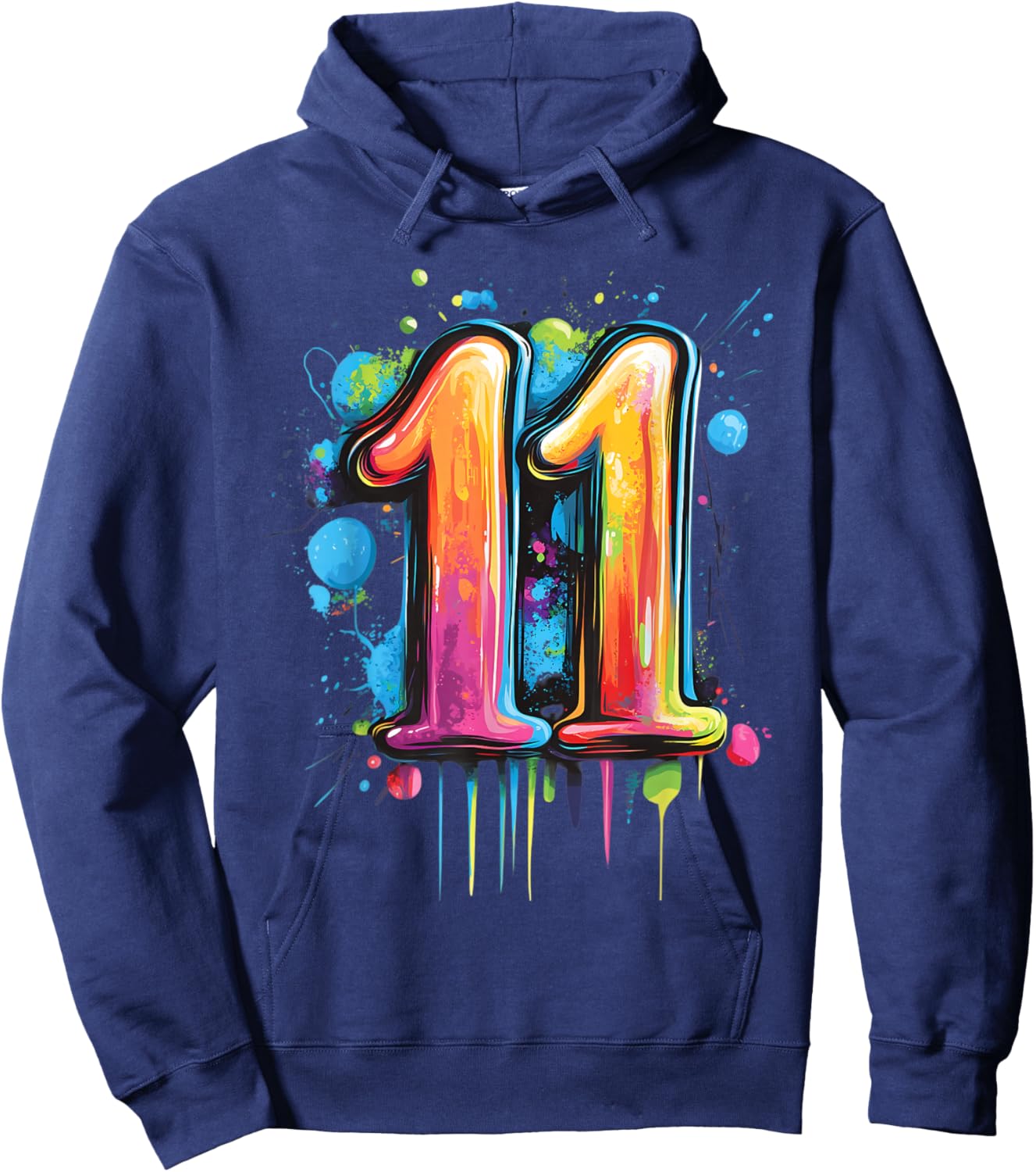 Number 11 11th Birthday Eleven Year Old Boys Girls Graffiti Hoodie - Hoodie | Navy