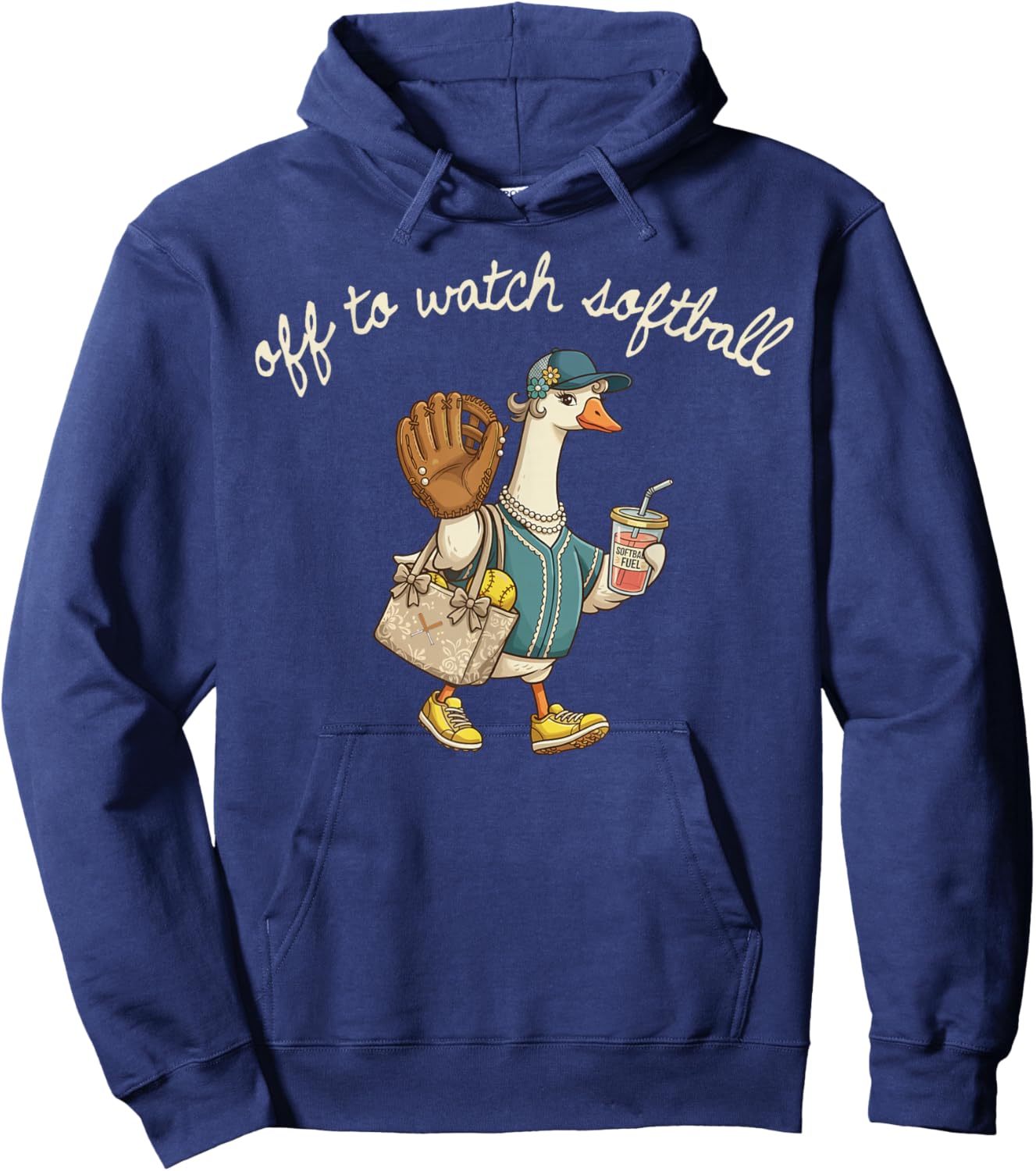 Off to Watch Softball Mommy Funny Goose Lover Sports Hoodie - Hoodie | Navy