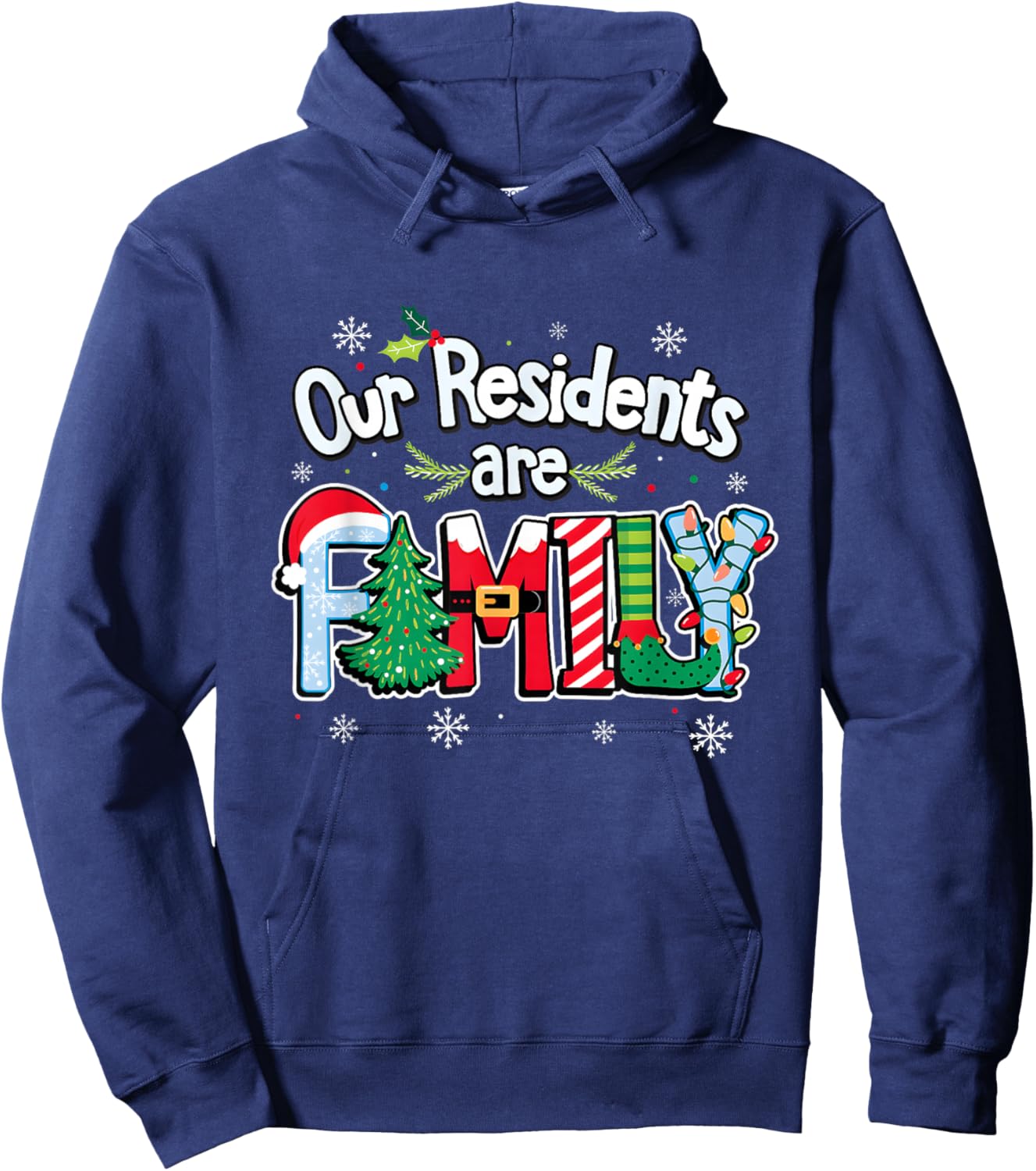 Caregiver Christmas Shirt Our Residents are Family Caregiver Hoodie - Hoodie | Navy