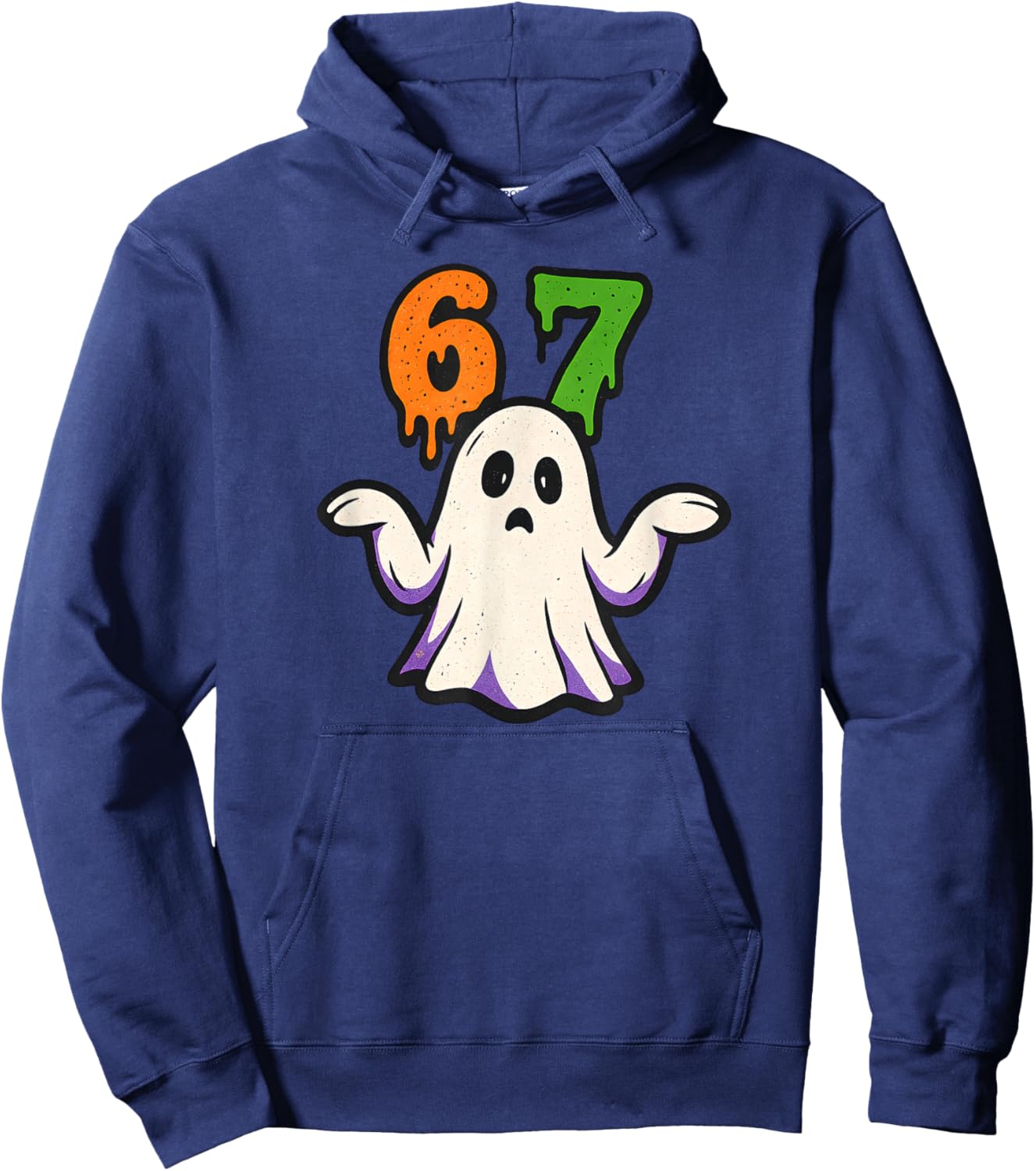 Halloween SCP 67 Cute Ghost Meme Six Seven Costume Design Hoodie - Hoodie | Navy