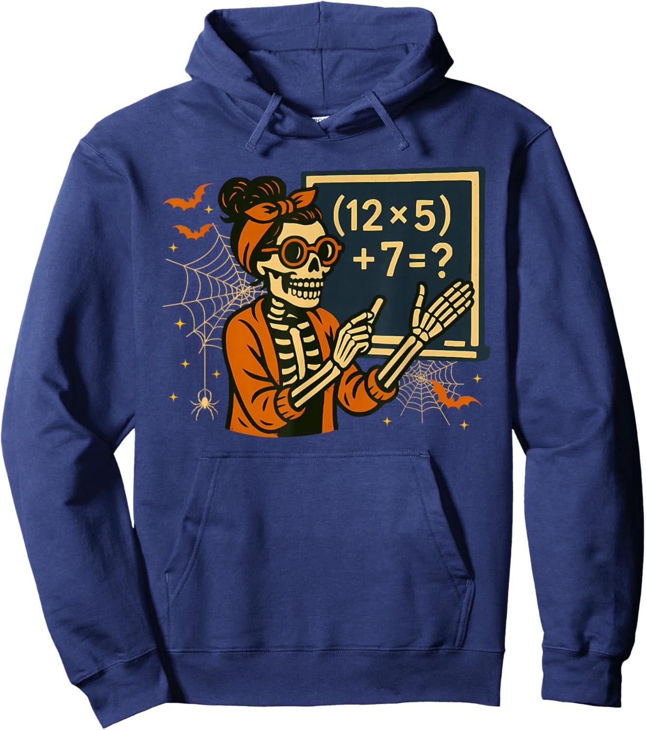 67 Teacher Halloween Skeleton Six Seven Meme Math Hoodie - Hoodie | Navy