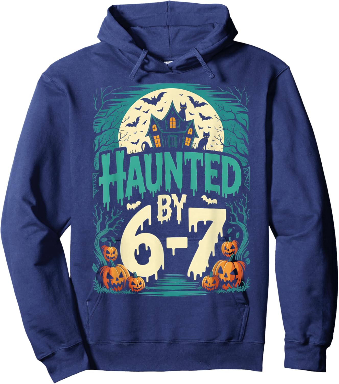 Retro Haunted by 6 7 Hoodie - Hoodie | Navy