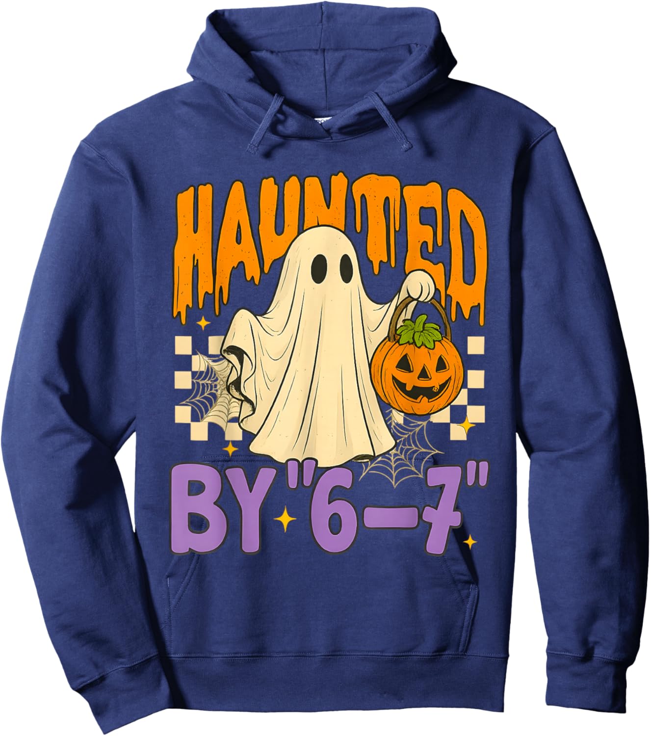 Retro Haunted by 67 Meme Ghost Pumpkin Halloween Costume Hoodie - Hoodie | Navy