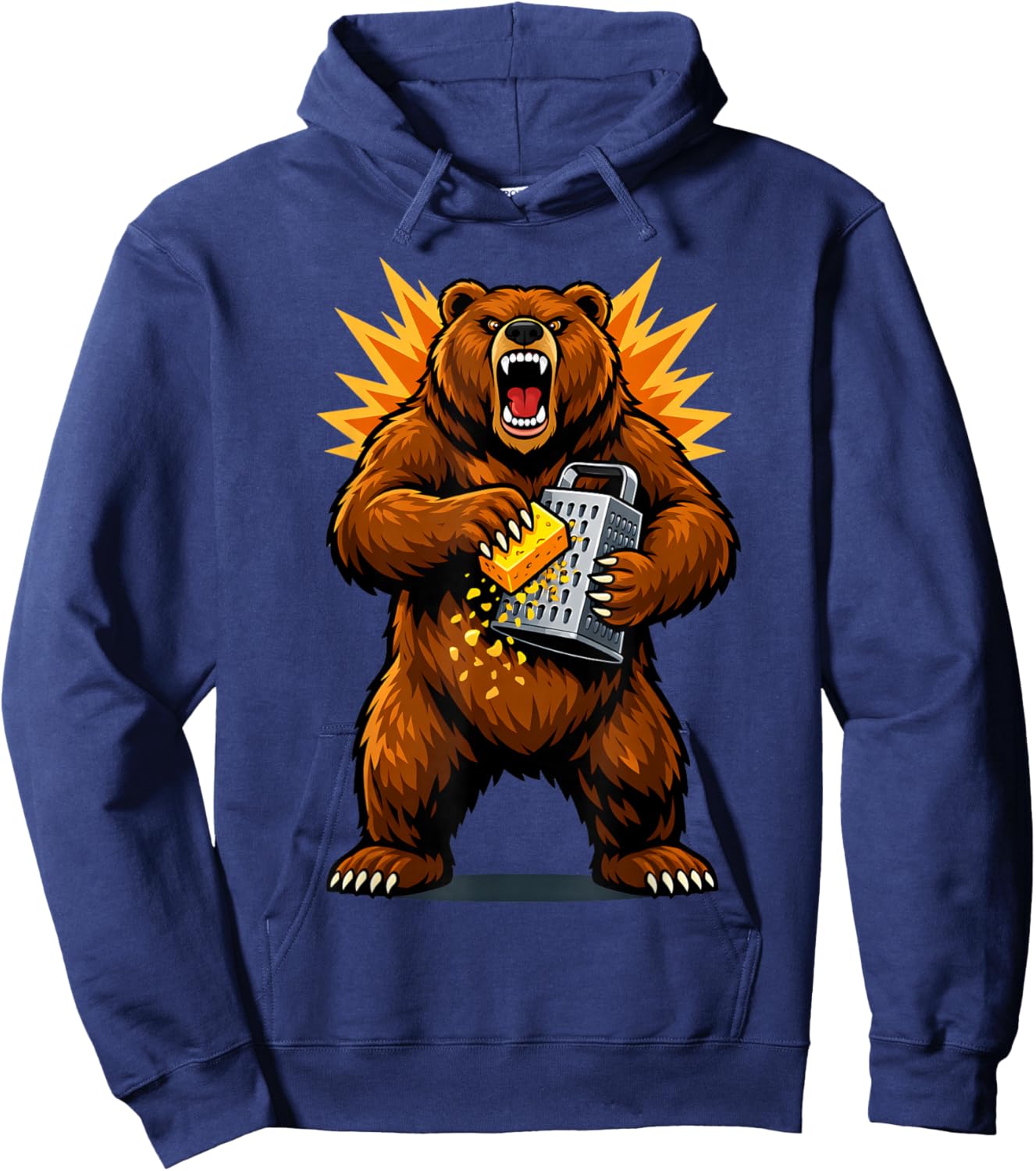 Angry Bear Grating Cheese Grater Hater Hoodie - Hoodie | Navy