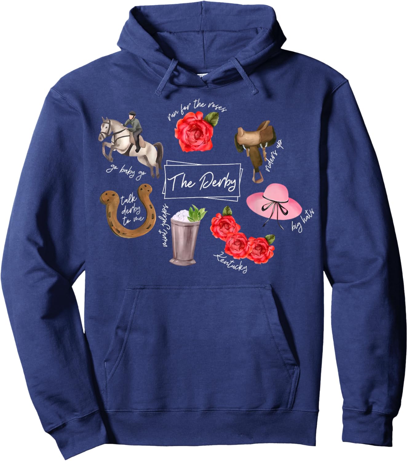 Horse Racing Doodles Derby Day Funny Silks Jockey Hoodie - Hoodie | Navy