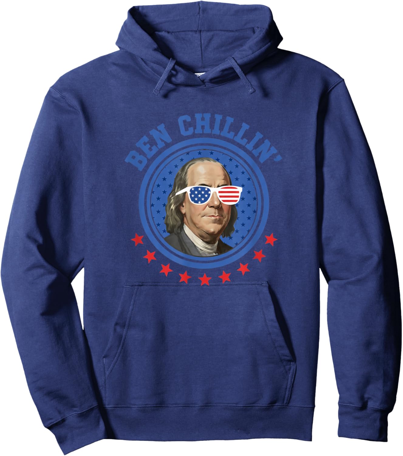 USA Ben Chillin', Ben Franklin American Flag Shades Hoodie - Hoodie | Navy