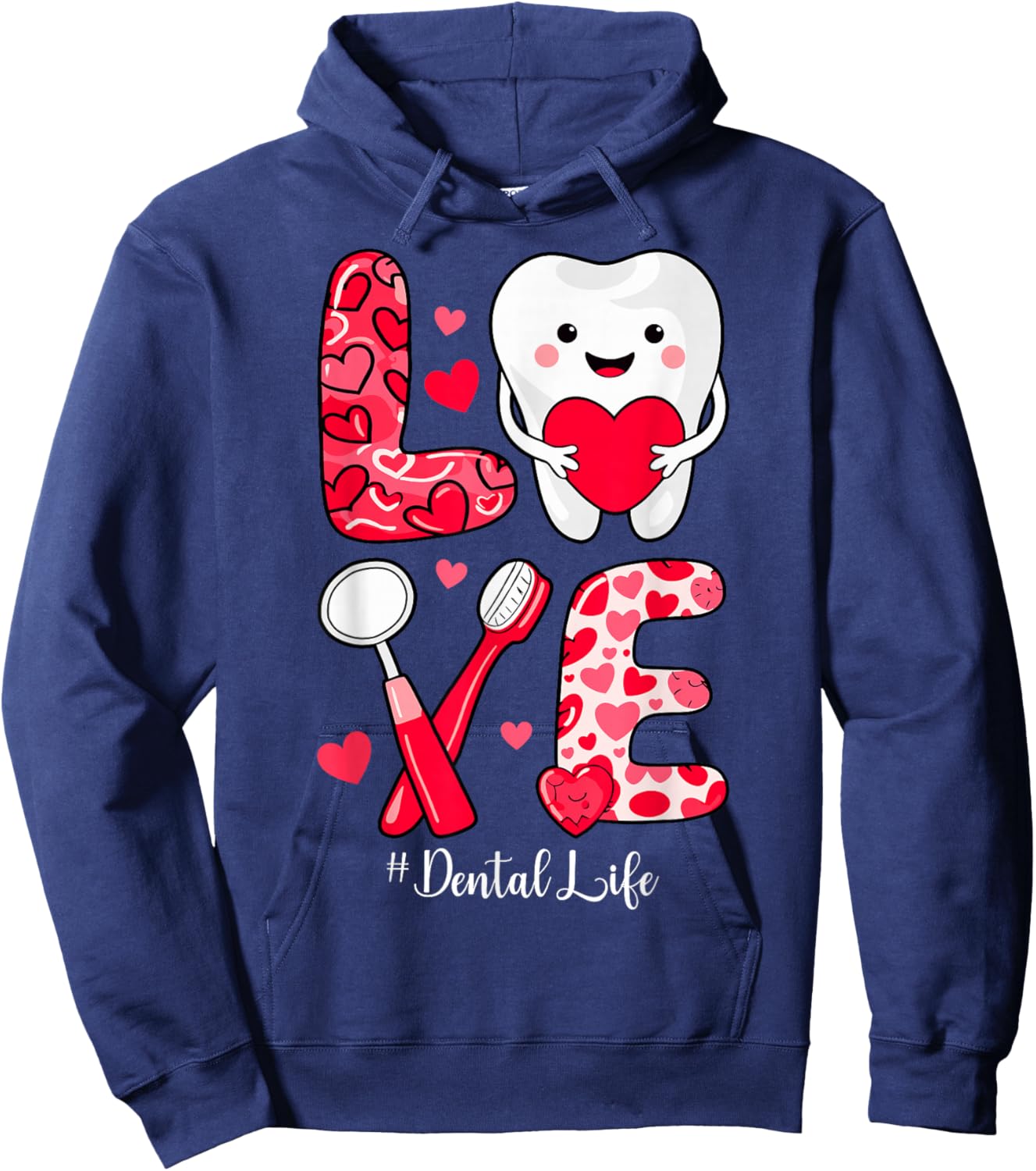 Love Dental Life Hygienist Couple Dentist Valentine's Day Hoodie - Hoodie | Navy