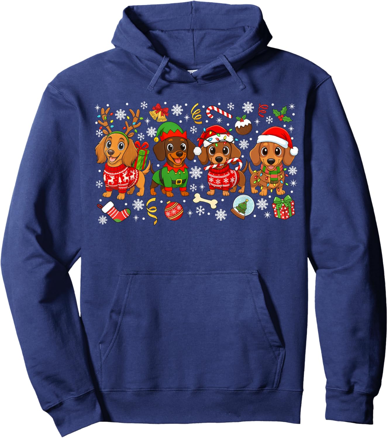 Christmas Dachshund Dogs Tree Xmas Gifts for Pet Dog Lovers Hoodie - Hoodie | Navy