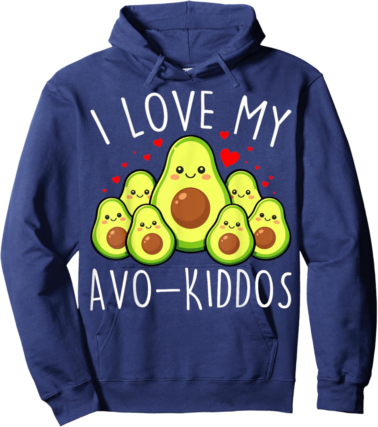 I Love My AVO Kiddos Funny Teacher Valentine's Day Avocado Hoodie - Hoodie | Navy
