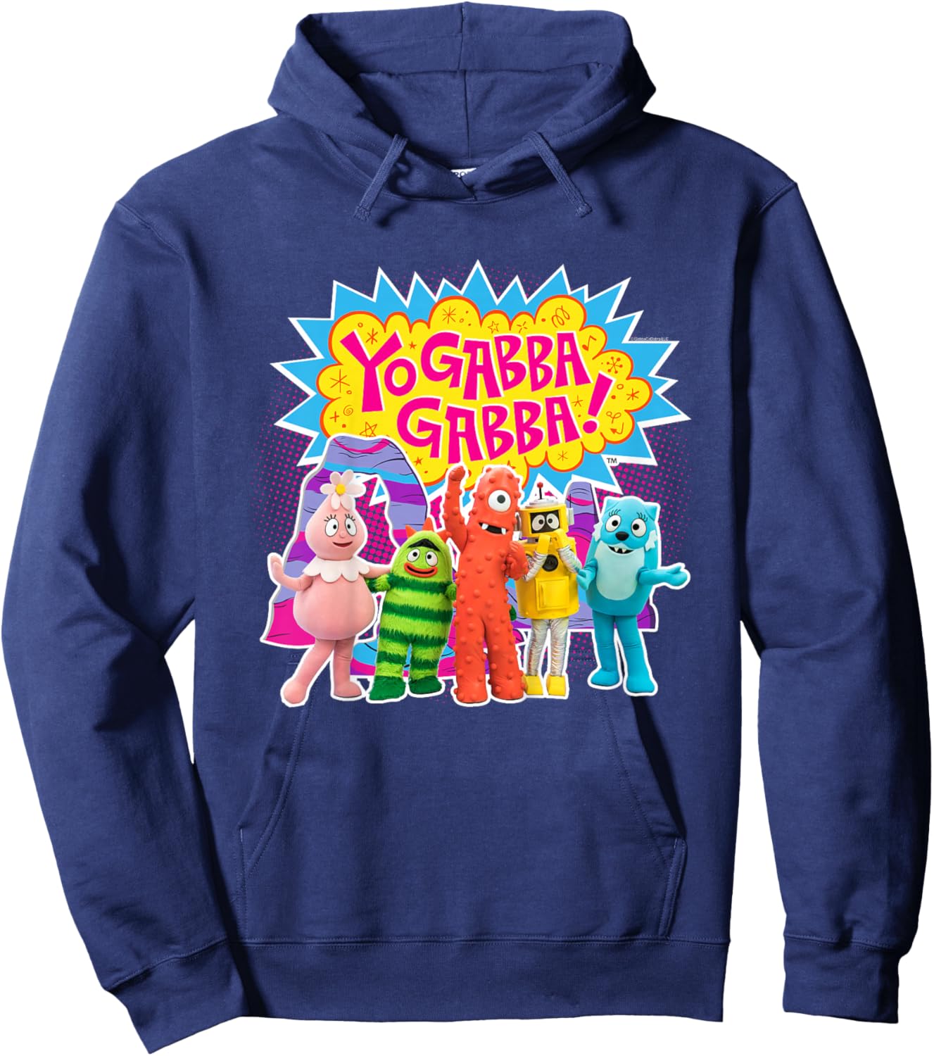 Kids Yo Gabba Gabba! Colorful Character Photo TV Show Hoodie - Hoodie | Navy