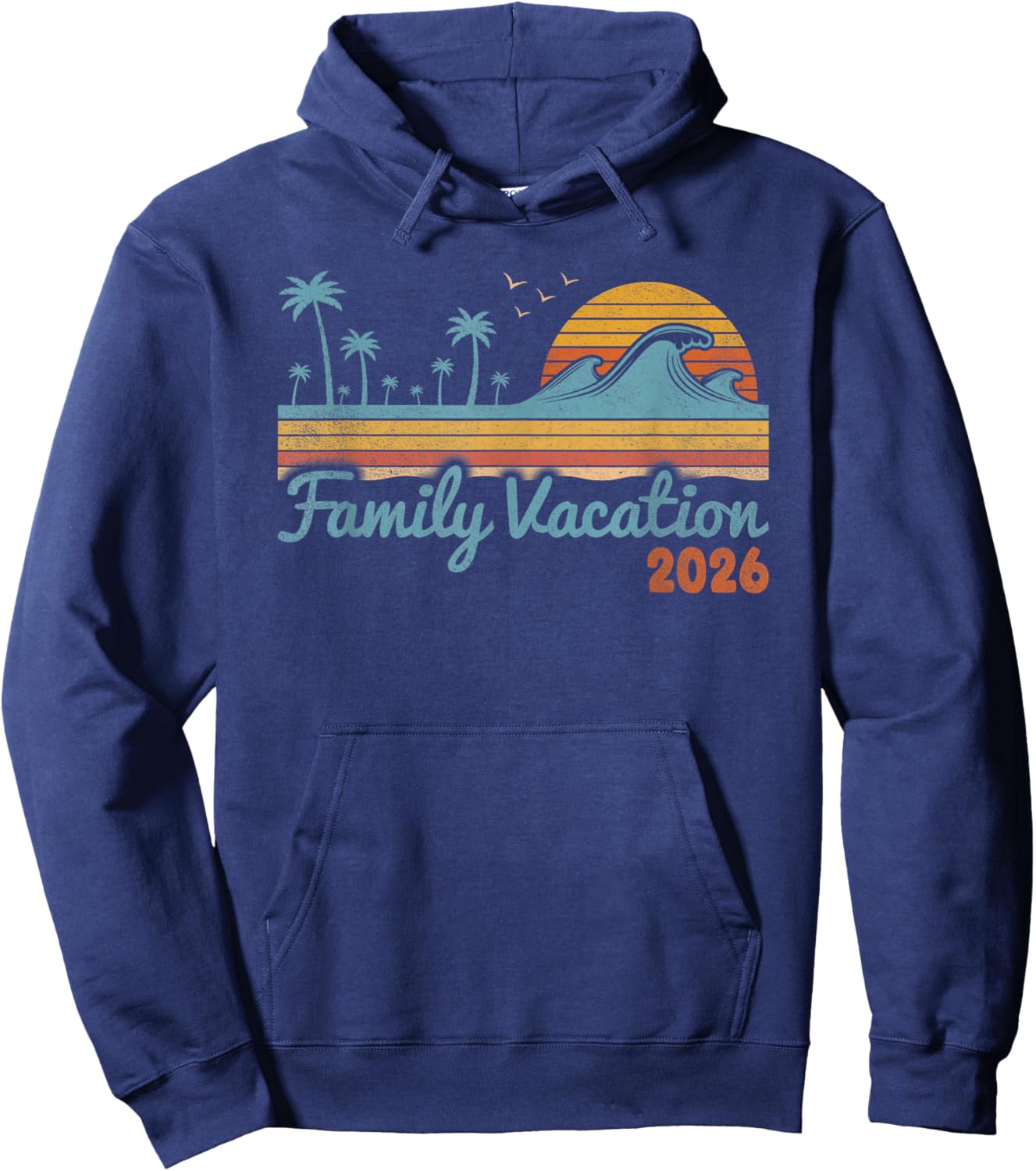Vintage Family Vacation 2026 Tropical Beach Vacay Group Hoodie - Hoodie | Navy