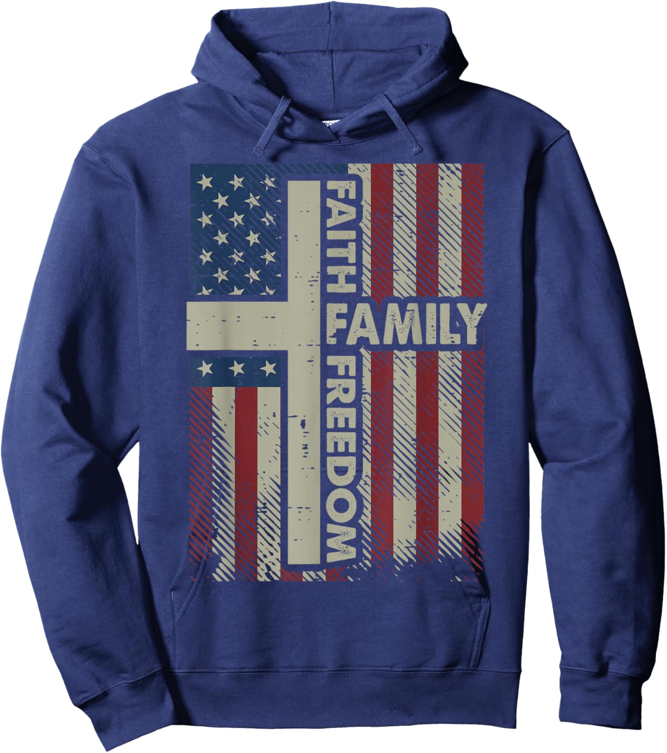 Faith US Flag Christian Religious God Jesus Men Women Kids Hoodie - Hoodie | Navy
