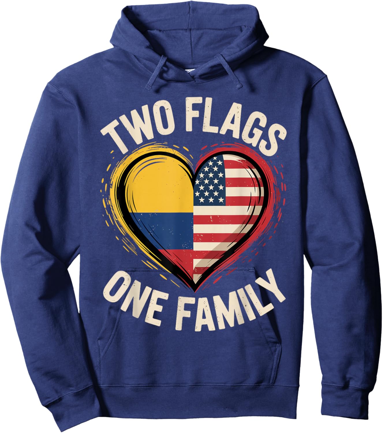 Two Flags One Family American Colombian USA Colombia America Hoodie - Hoodie | Navy